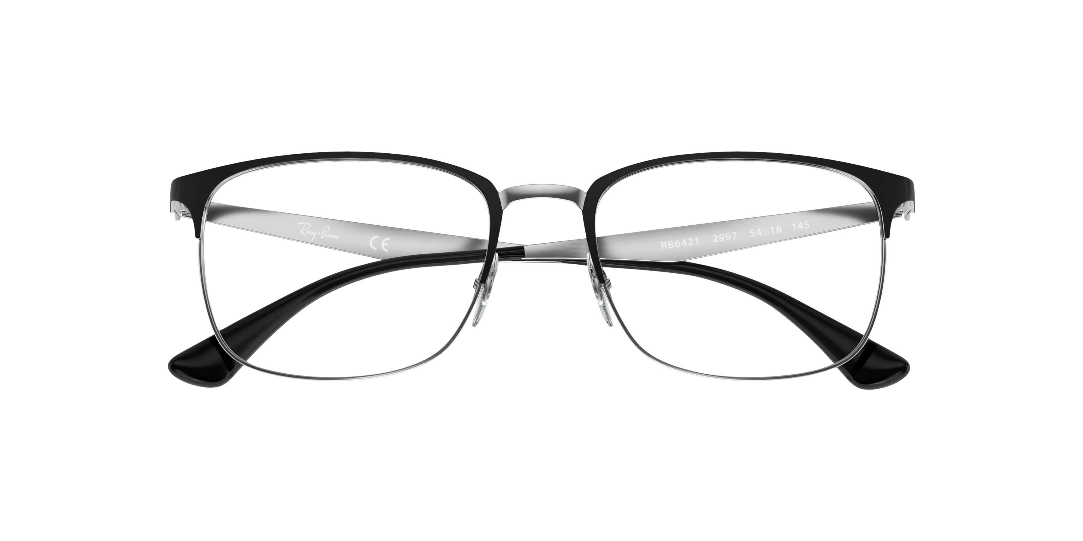 RB6421 Black On Silver MetalEyeglass Frames for Glasses Direct, Closed View