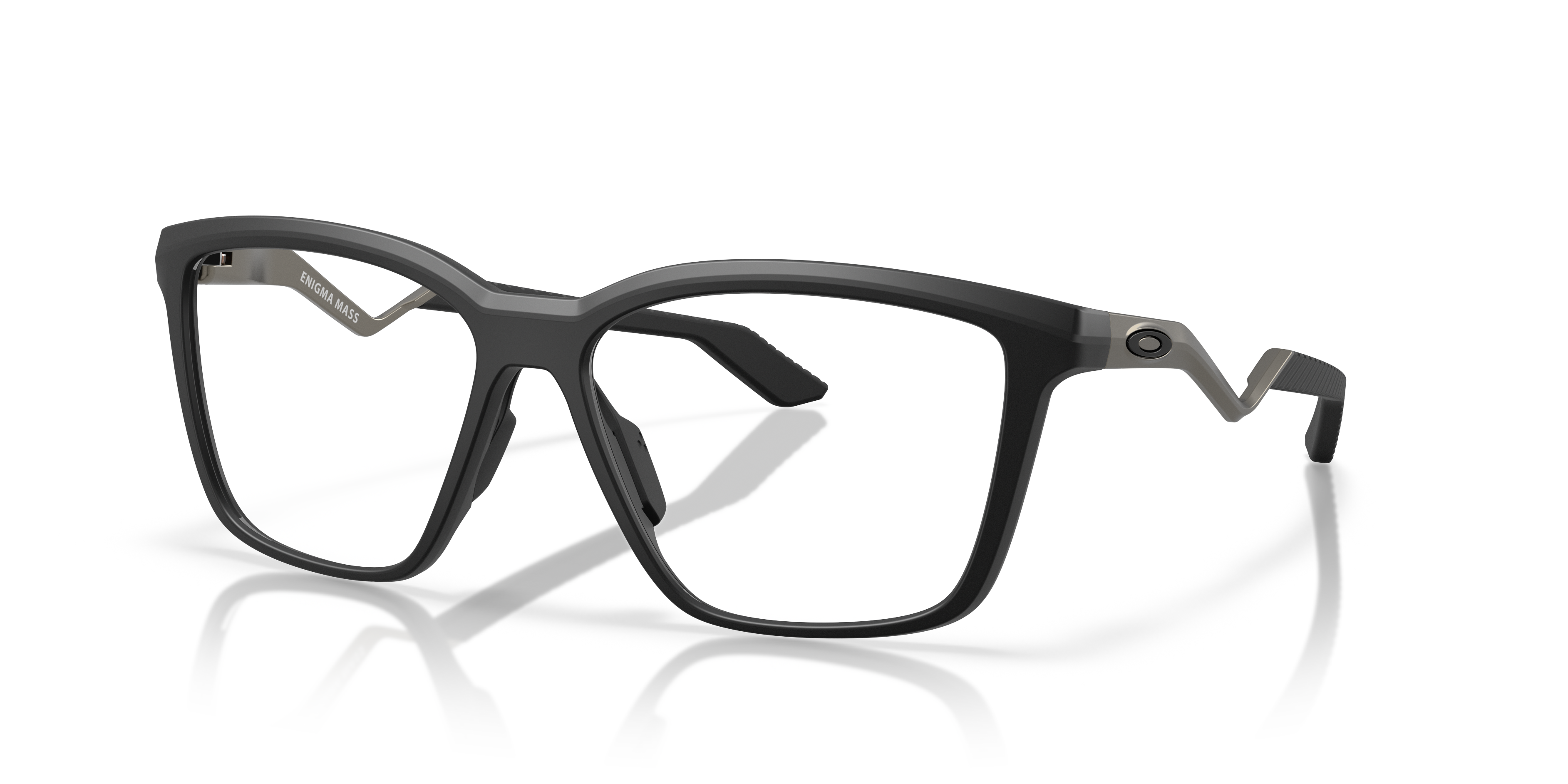Enigma Mass Satin Black PlasticEyeglass Frames for Glasses Direct, Angle View