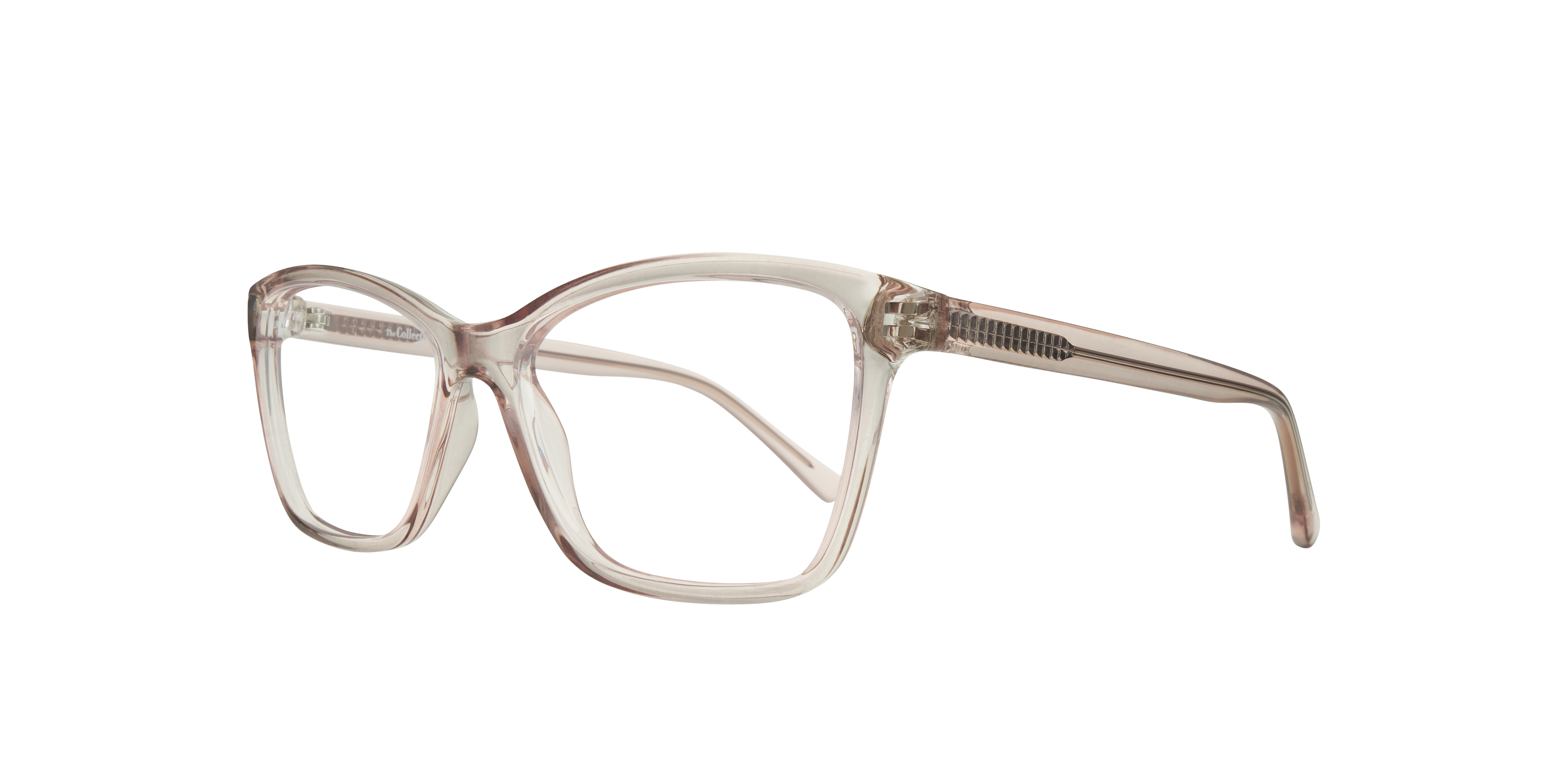 Kara Crystal Light Pink PlasticEyeglass Frames for Glasses Direct, Angle View