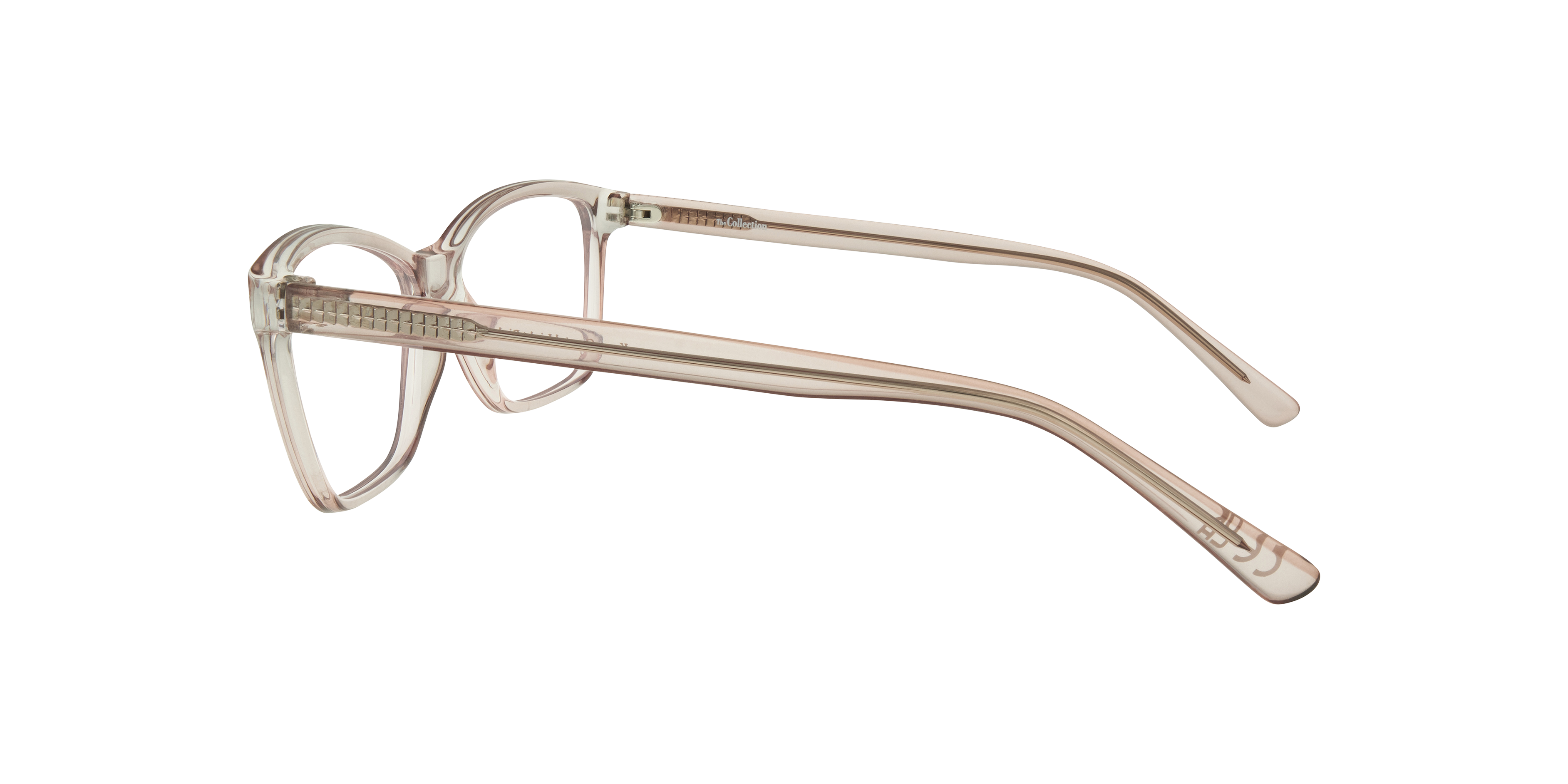 Kara Crystal Light Pink PlasticEyeglass Frames for Glasses Direct, Side View