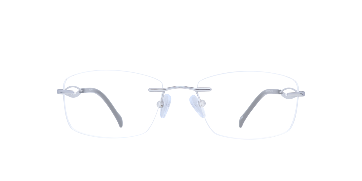 Finelight Women's Silver Rectangle Metal Eyeglasses Online - Rimless - August