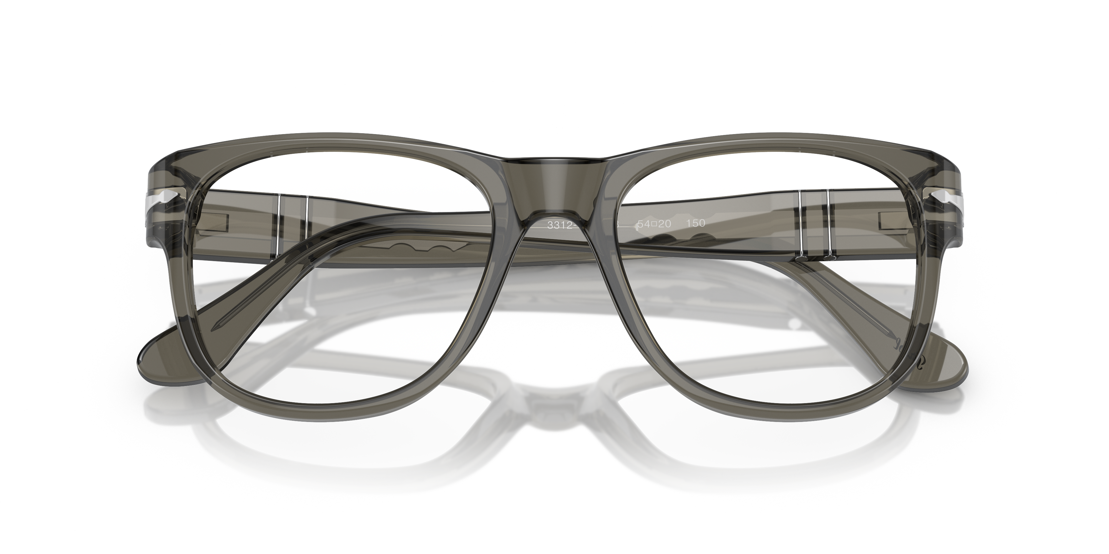 PO3312V Transparent Taupe Gray AcetateEyeglass Frames for Glasses Direct, Closed View