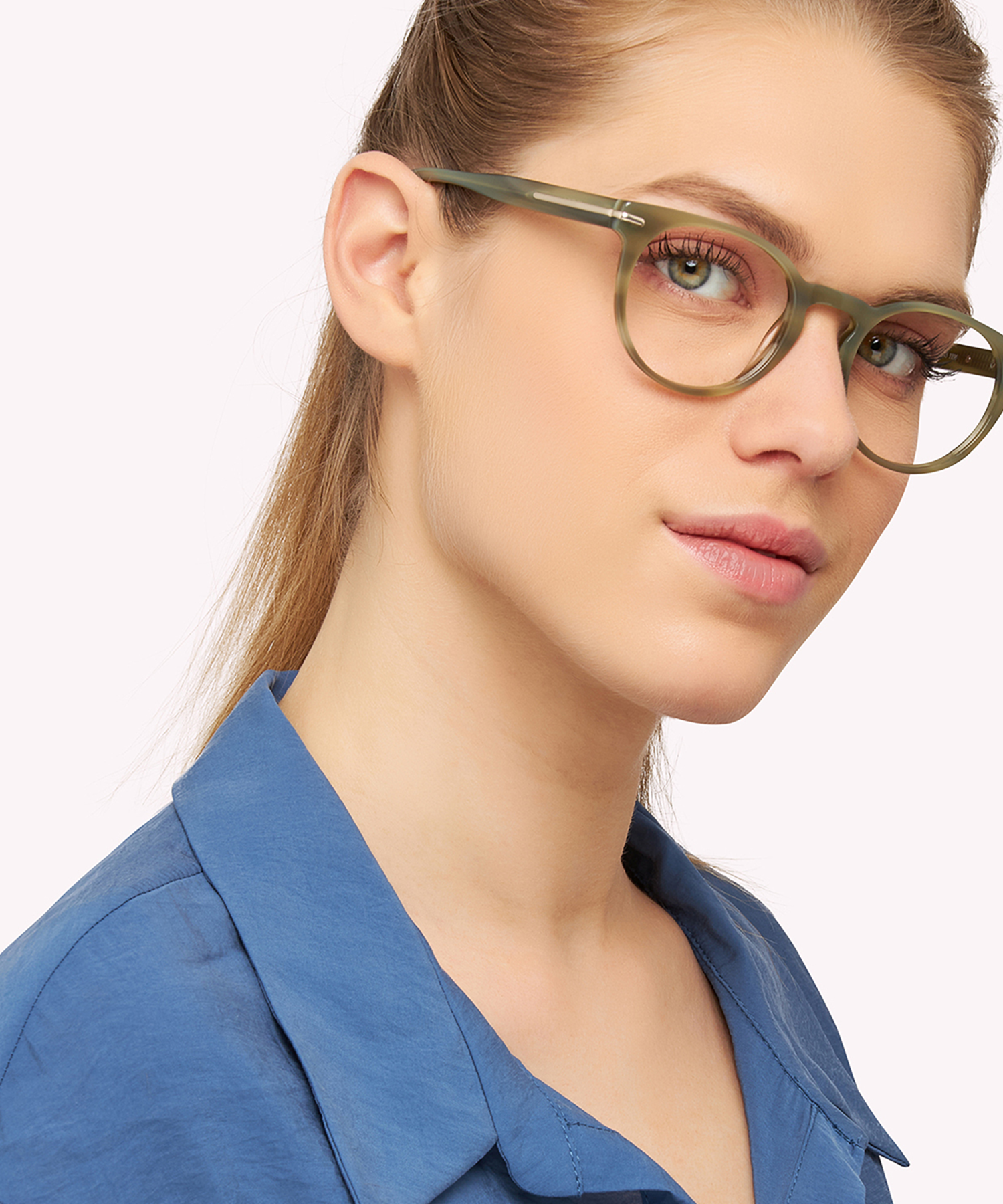 Dalston Shiny Khaki Horn AcetateEyeglass Frames for Women for Glasses Direct