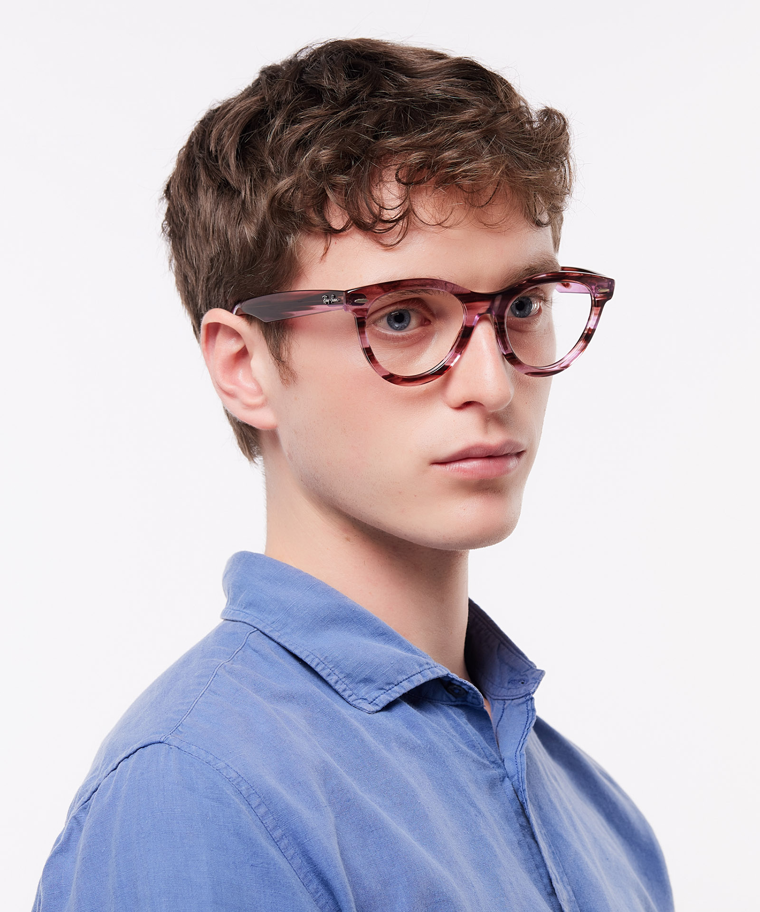 RB2241V Striped Transparent Pink PlasticEyeglass Frames for Men for Glasses Direct