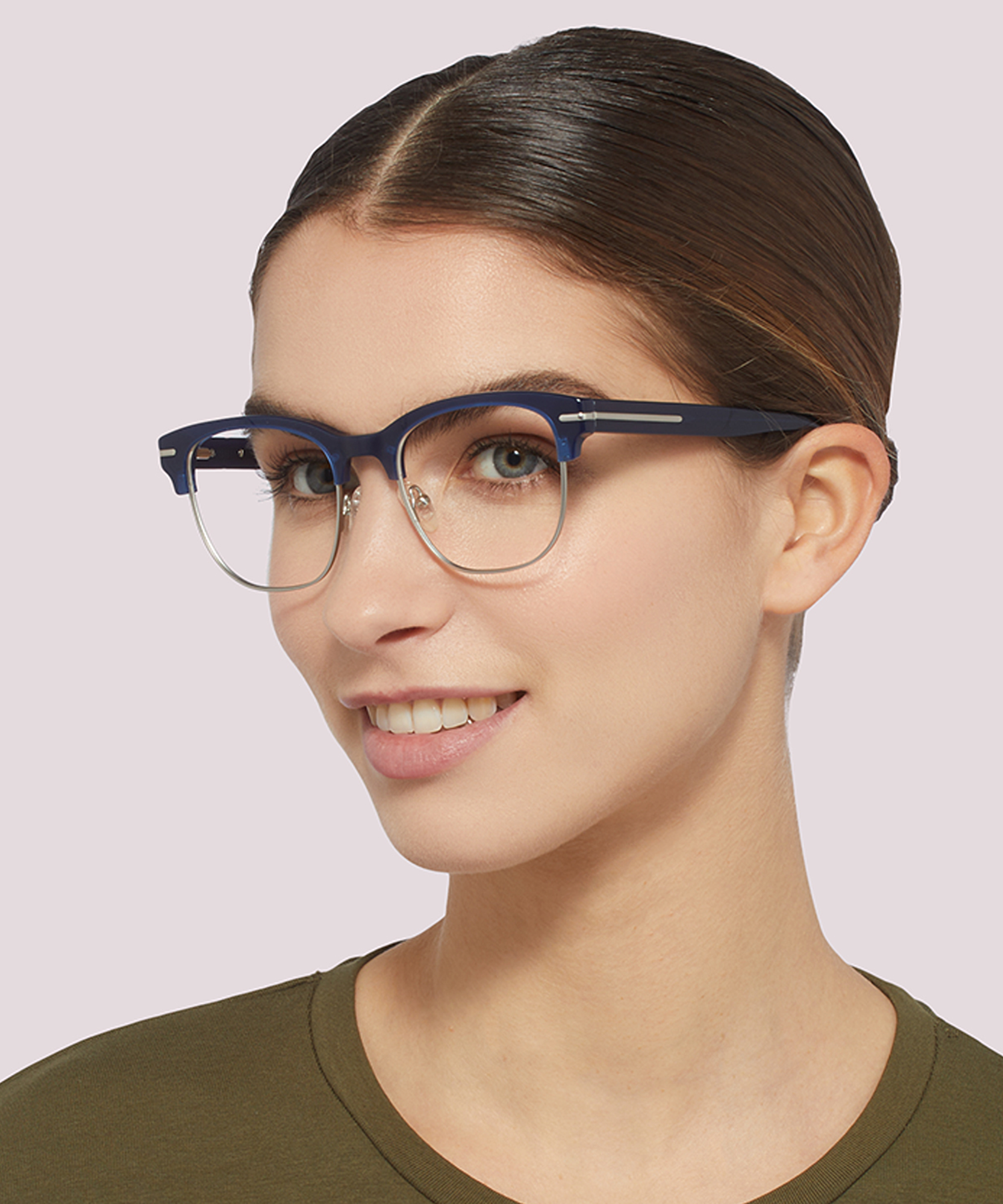 Greenford Navy Blue MetalEyeglass Frames for Women for Glasses Direct