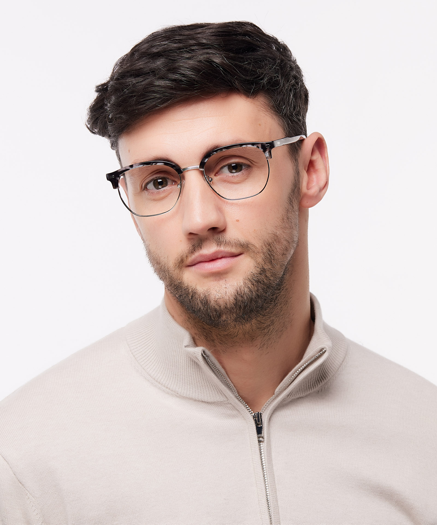 Keegan Havana Grey & Silver MetalEyeglass Frames for Men for Glasses Direct
