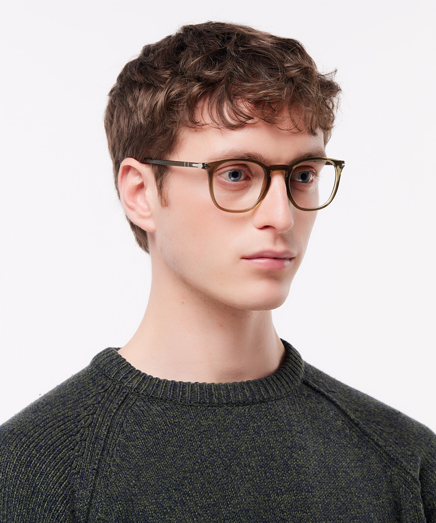 PO3318V Olive Transparent Green AcetateEyeglass Frames for Men for Glasses Direct