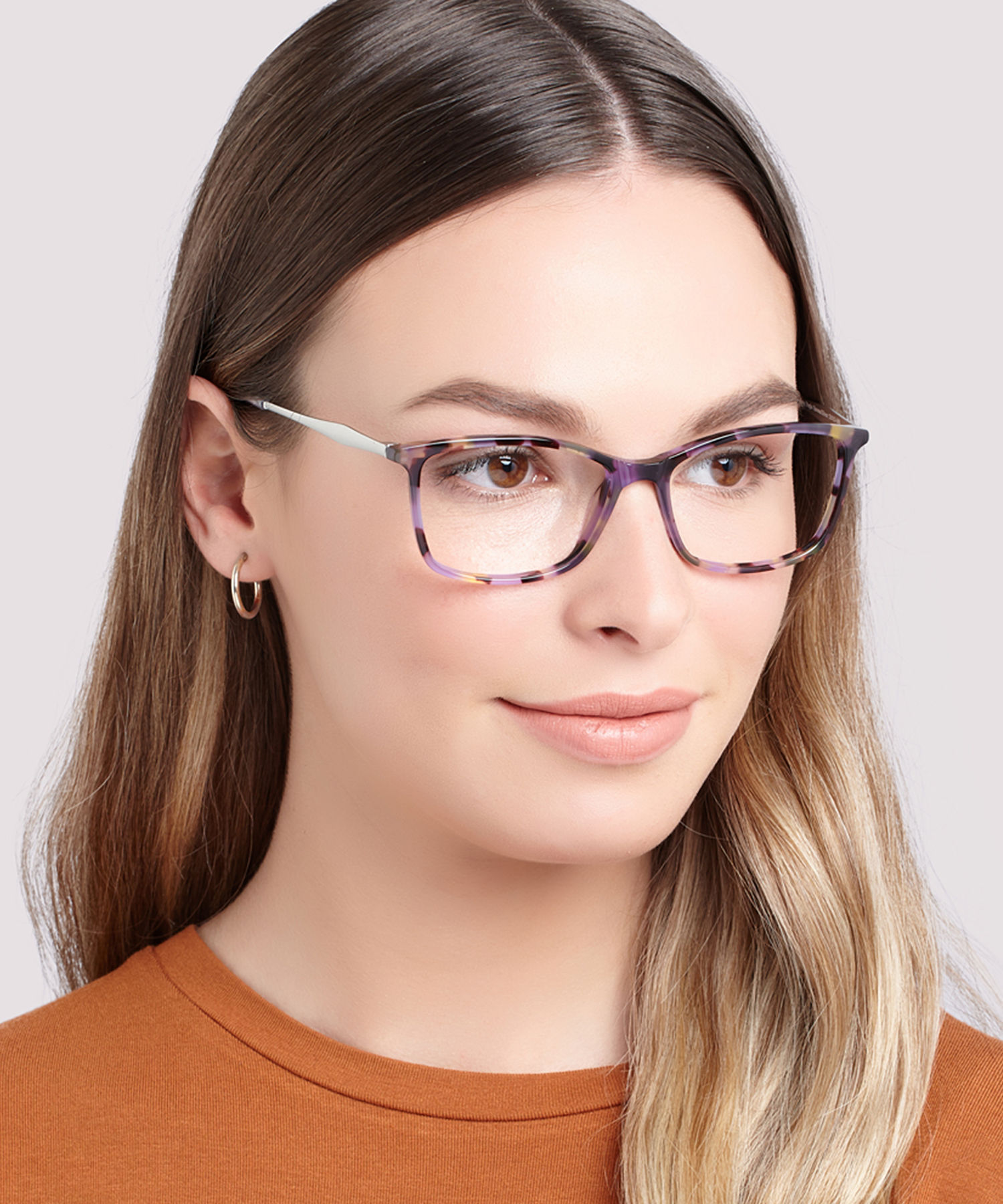Aviana Purple Havana & Silver AcetateEyeglass Frames for Women for Glasses Direct