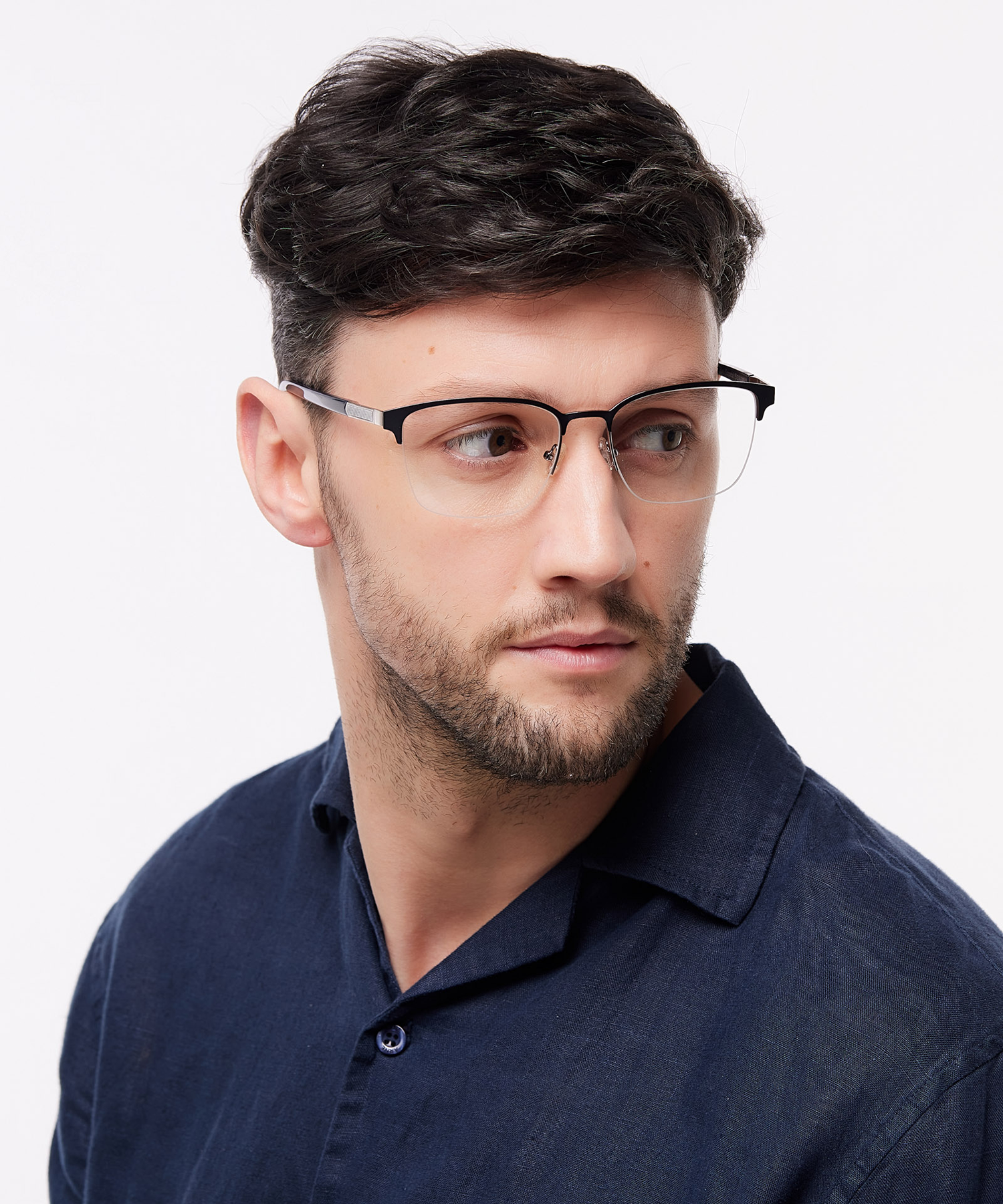Kevin Matte Blue & Gunmetal MetalEyeglass Frames for Men for Glasses Direct