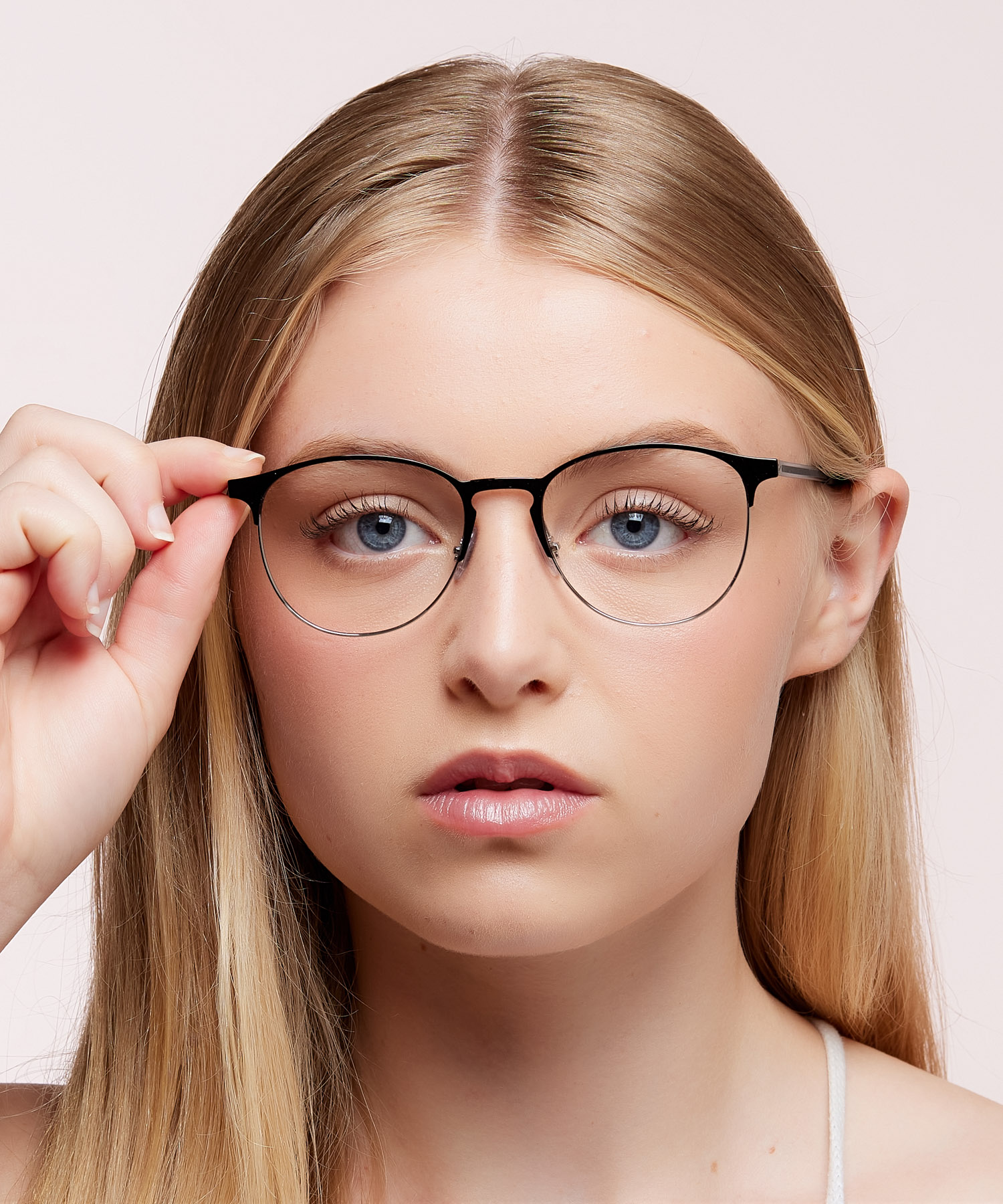 RB6375 Black On Silver MetalEyeglass Frames for Women for Glasses Direct