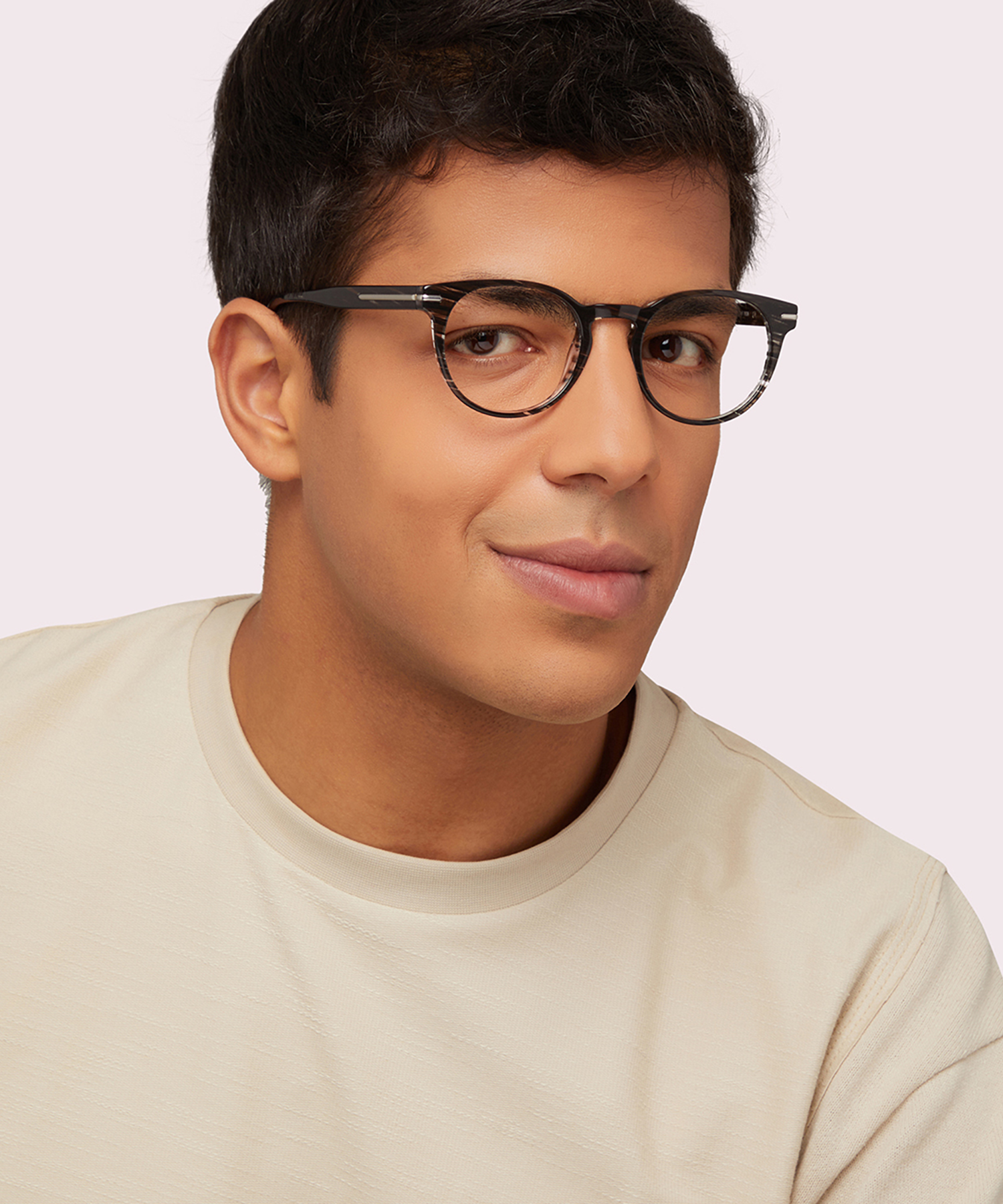 Dalston Shiny Grey Stripes AcetateEyeglass Frames for Men for Glasses Direct