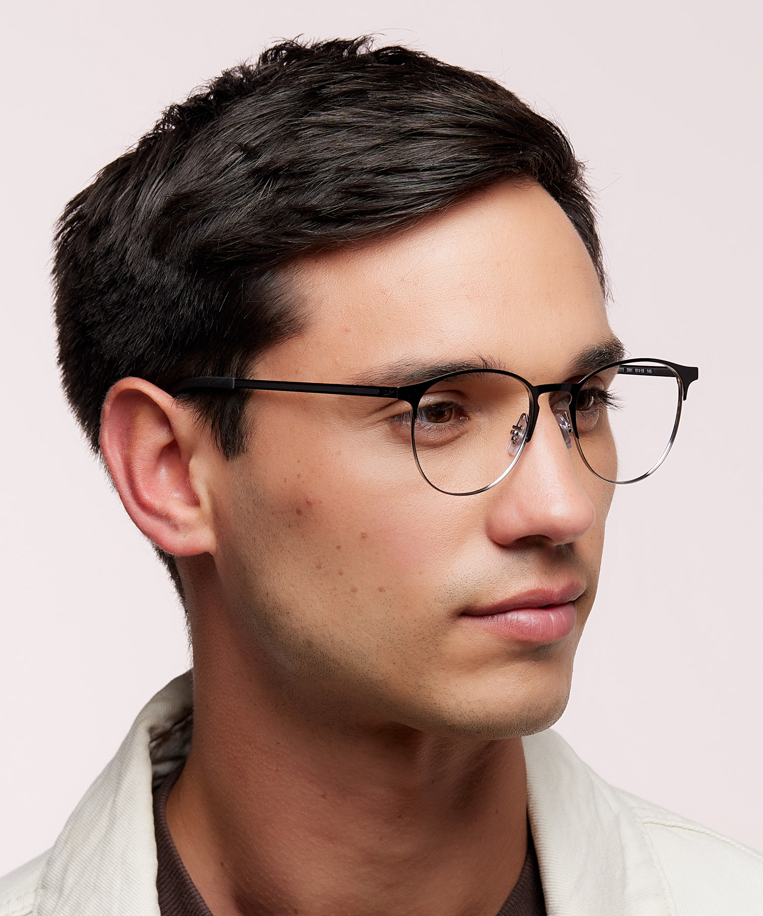 RB6375 Black On Silver MetalEyeglass Frames for Men for Glasses Direct