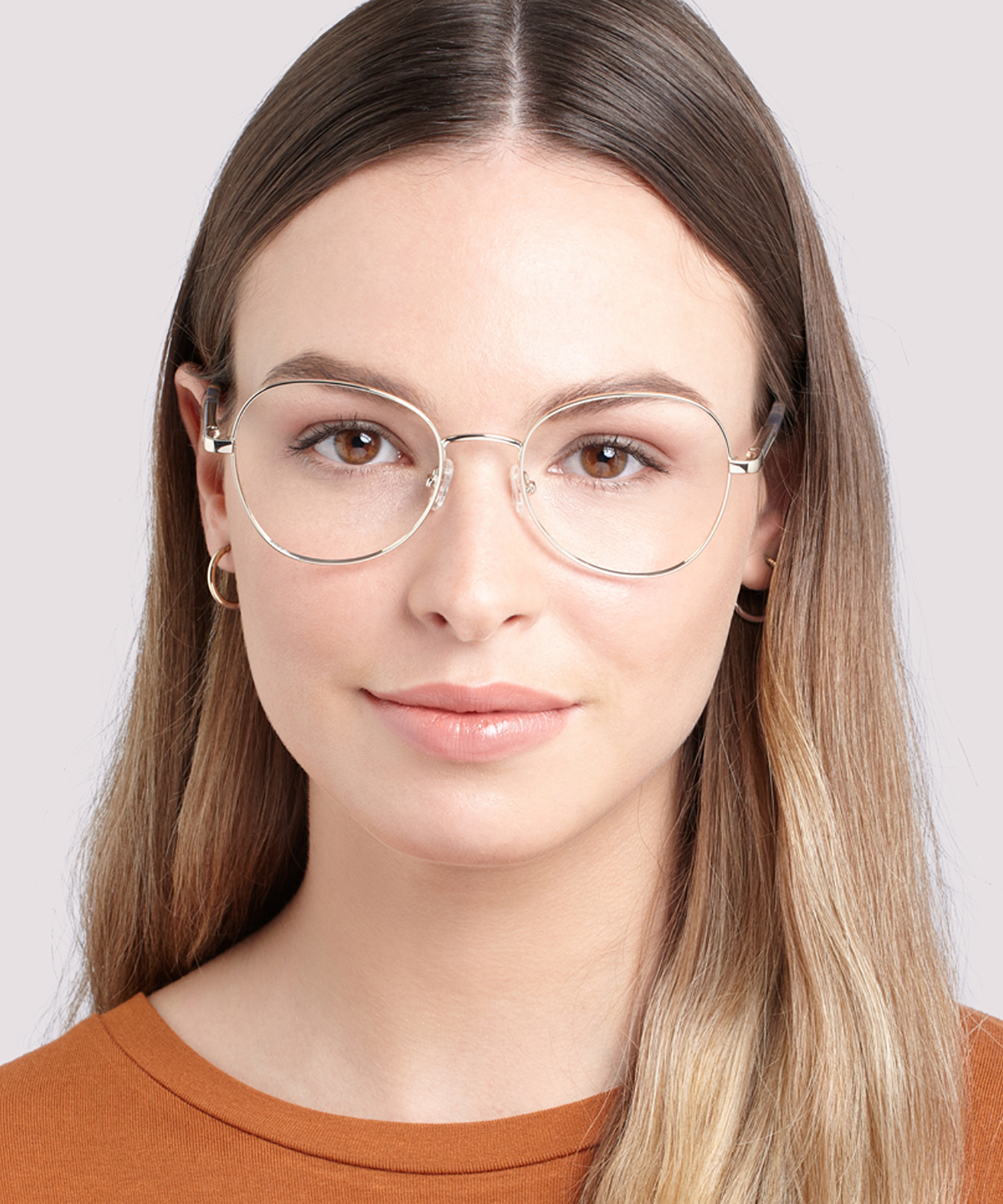 Aida Shiny Gold MetalEyeglass Frames for Women for Glasses Direct