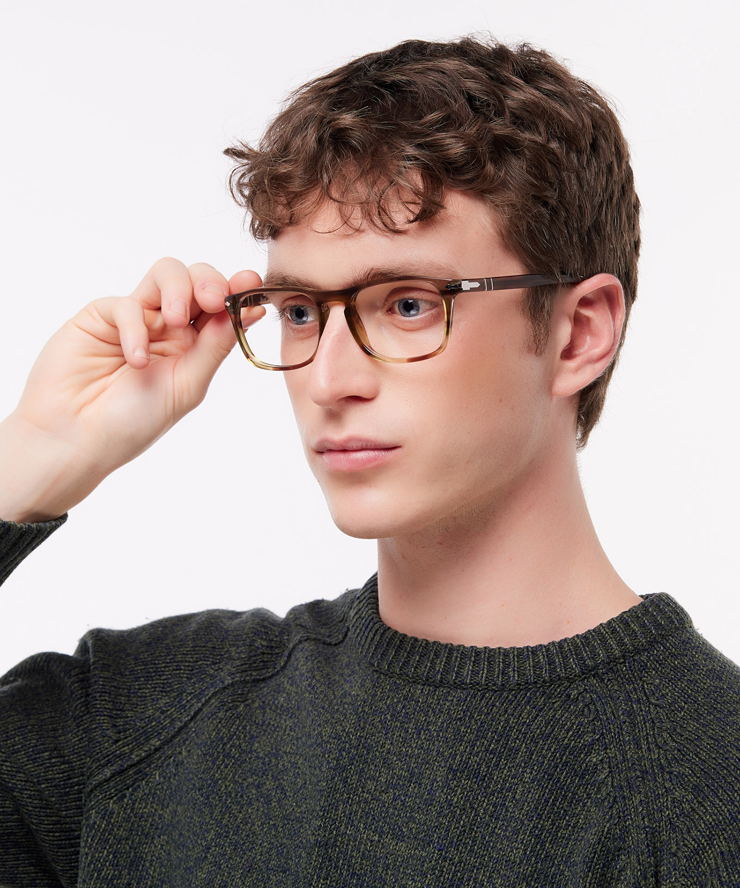 PO3344V Striped Brown AcetateEyeglass Frames for Men for Glasses Direct