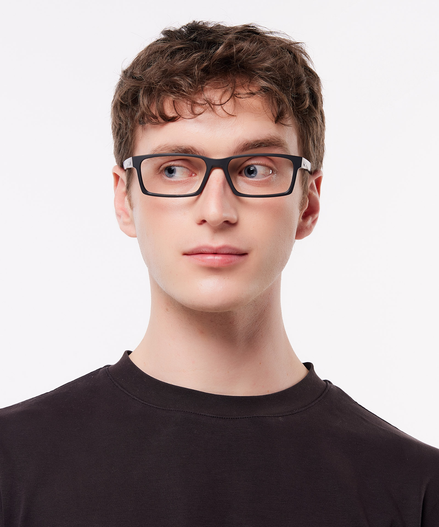 Overhead Satin Black PlasticEyeglass Frames for Men for Glasses Direct