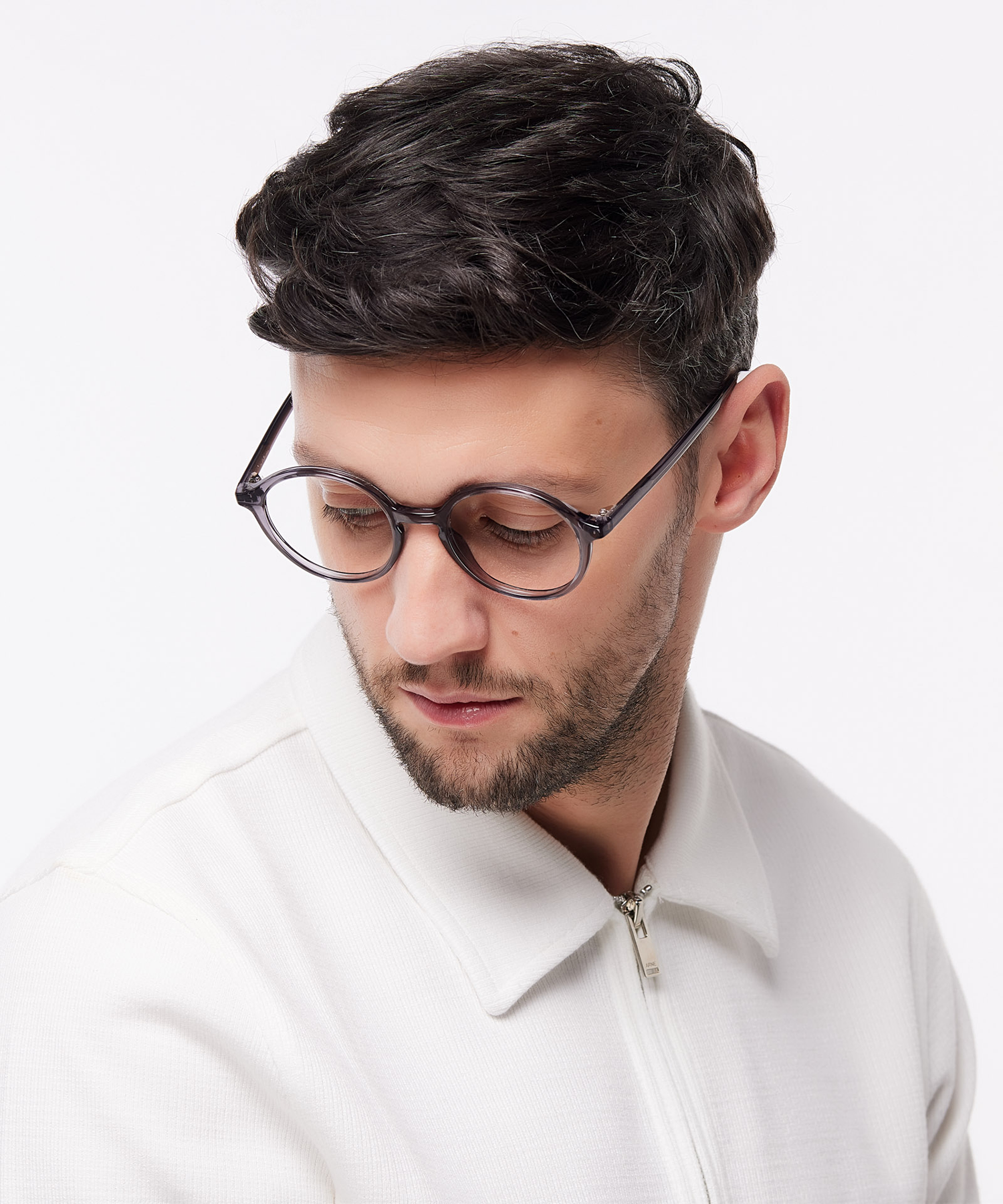 Kasia Crystal Grey PlasticEyeglass Frames for Men for Glasses Direct
