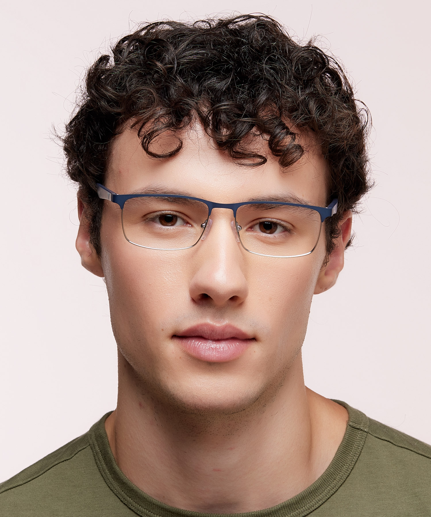 EA1149 Matte Silver & Blue MetalSunglass Frames for Men for Glasses Direct