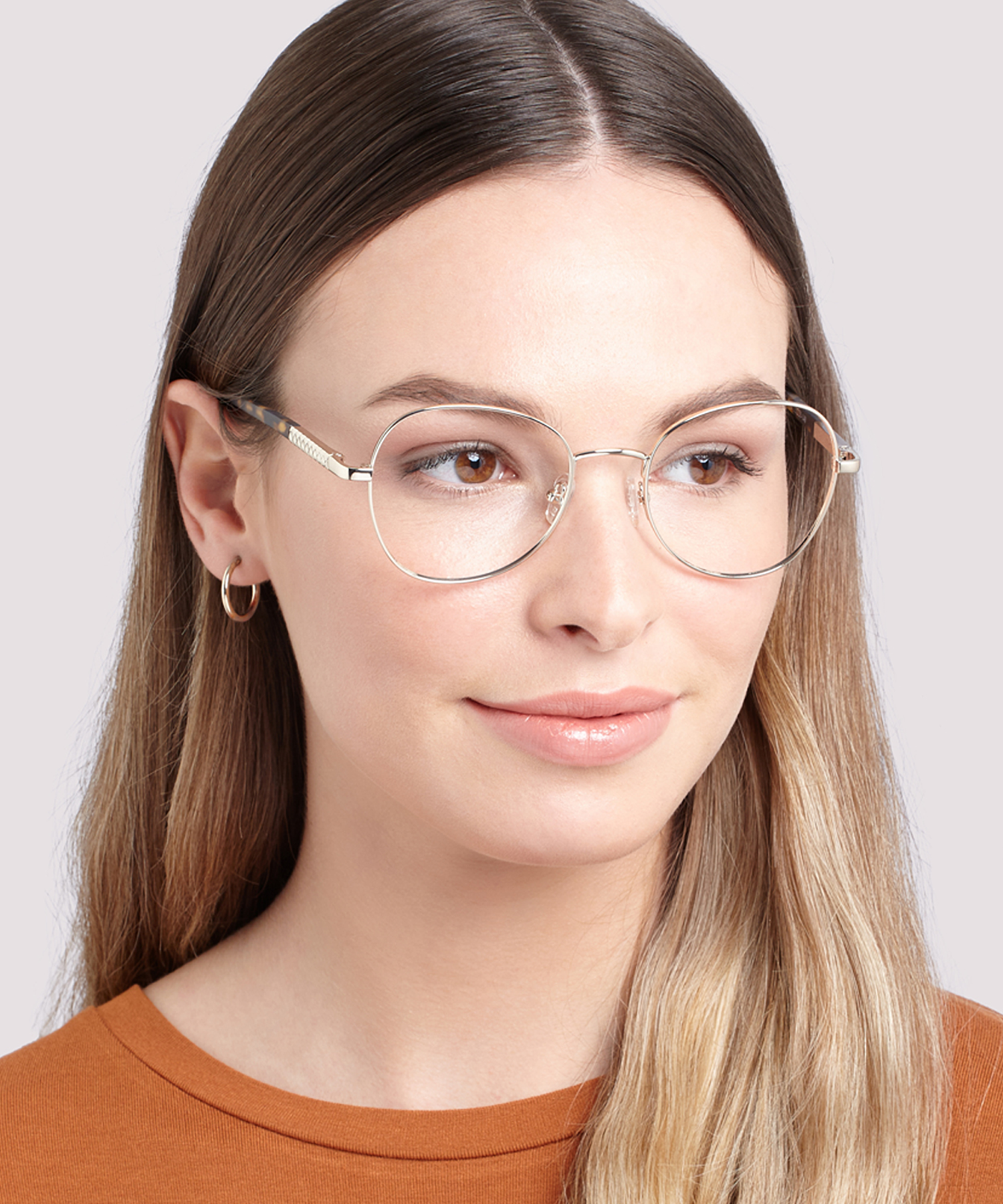 Aida Shiny Gold MetalEyeglass Frames for Women for Glasses Direct