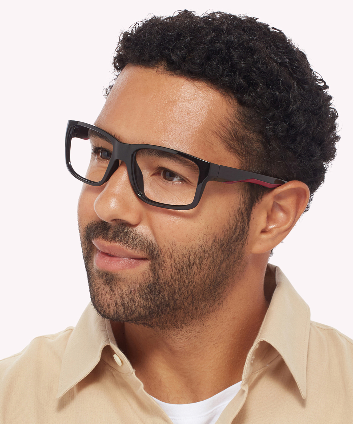 Beat Shiny Black & Red AcetateEyeglass Frames for Men for Glasses Direct