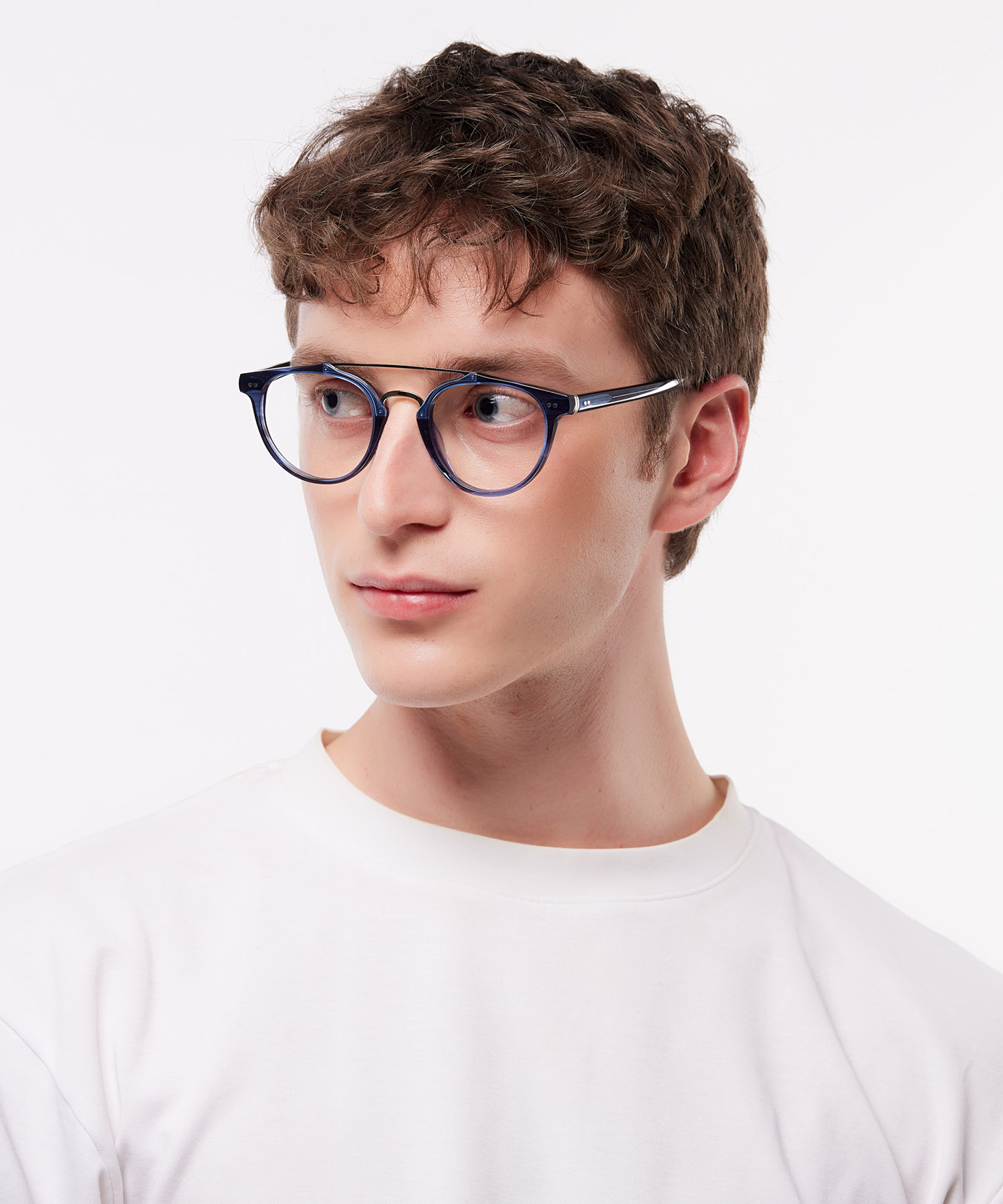 Keaton Havana Blue & Silver AcetateEyeglass Frames for Men for Glasses Direct