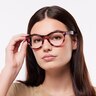 RB2241V Striped Transparent Pink PlasticEyeglass Frames for Women for Glasses Direct