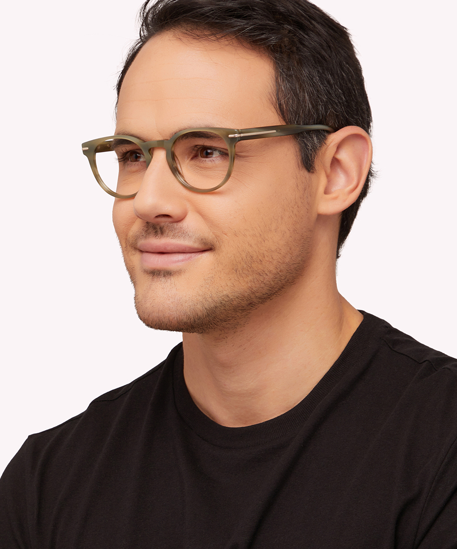 Dalston Shiny Khaki Horn AcetateEyeglass Frames for Men for Glasses Direct