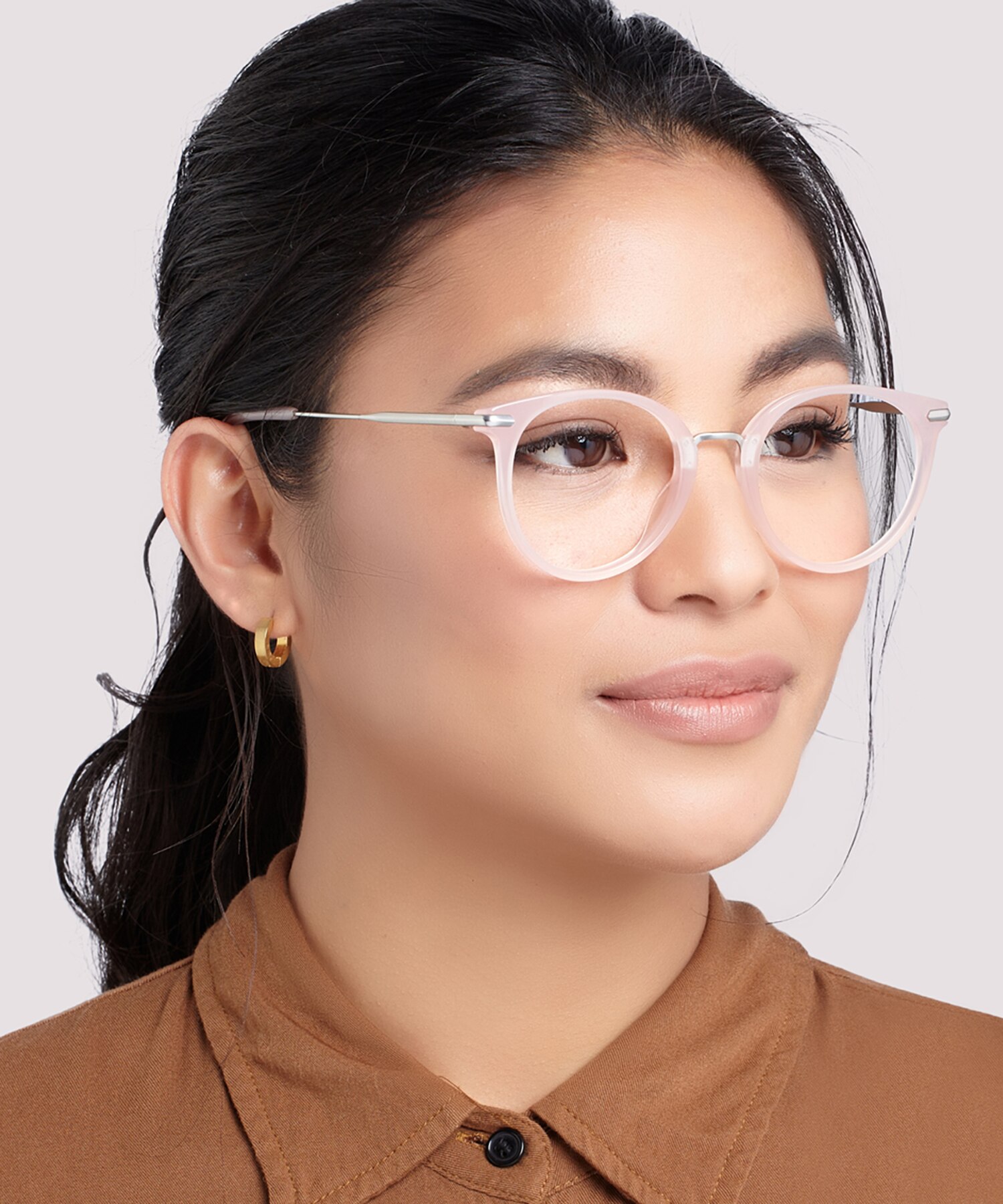 Bow Light Pink & Matte Silver AcetateEyeglass Frames for Women for Glasses Direct