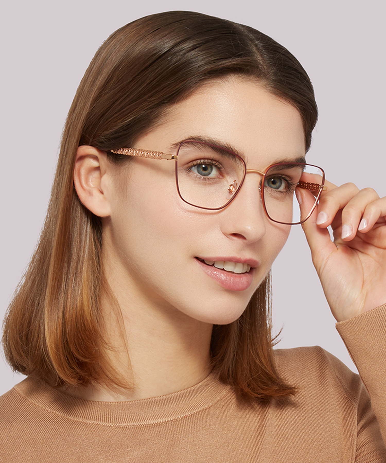 DG1346 Pink Gold & Matte Bordeaux MetalSunglass Frames for Women for Glasses Direct