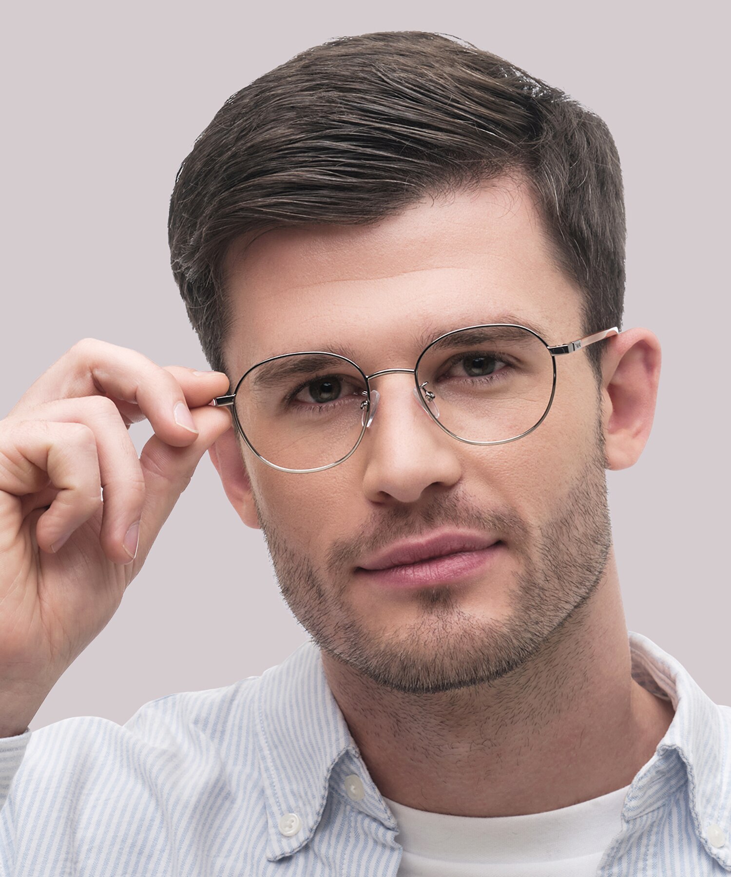 PLD D456/G Silver Shiny MetalEyeglass Frames for Men for Glasses Direct