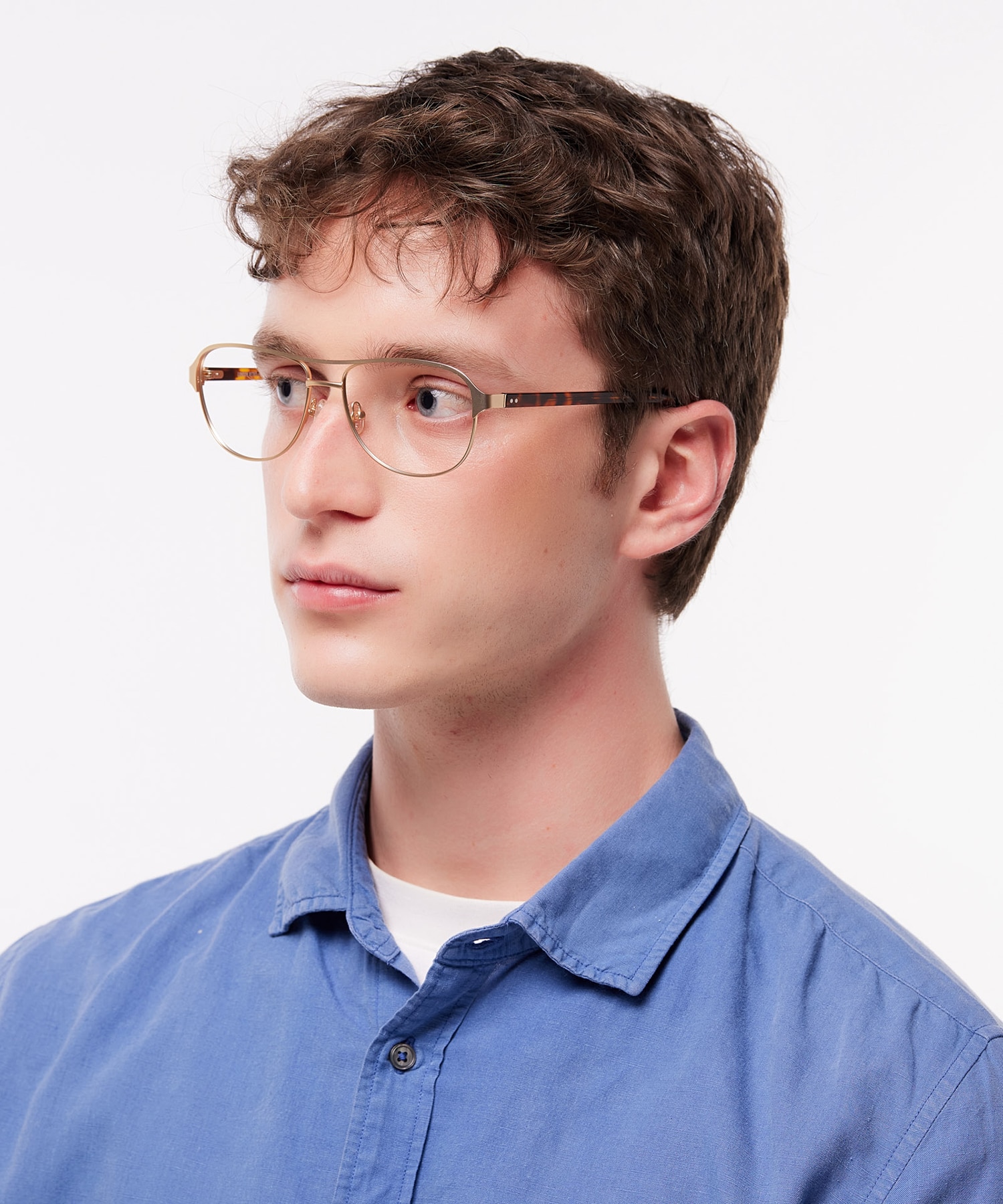 Redford Satin Gold & Havana MetalEyeglass Frames for Men for Glasses Direct