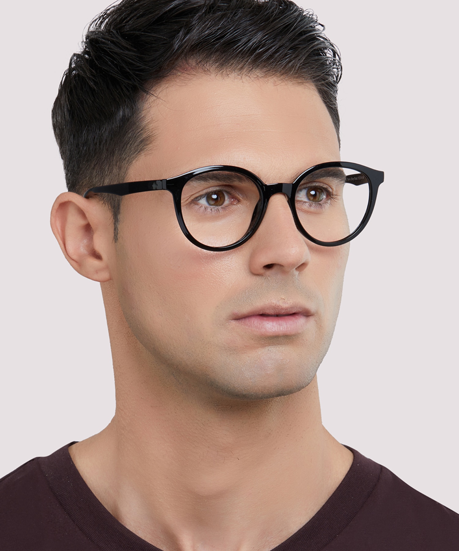 Bevis Shiny Black PlasticEyeglass Frames for Men for Glasses Direct