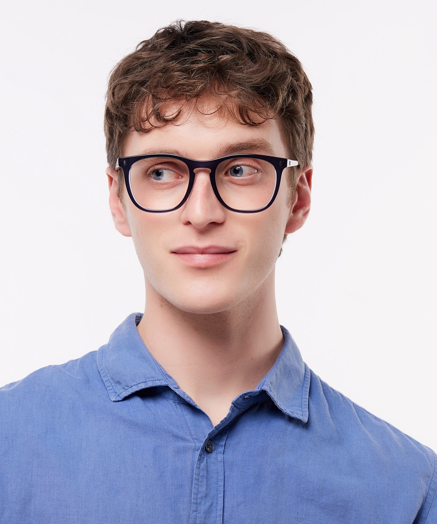 RB2210V Blue On Transparent Blue AcetateEyeglass Frames for Men for Glasses Direct
