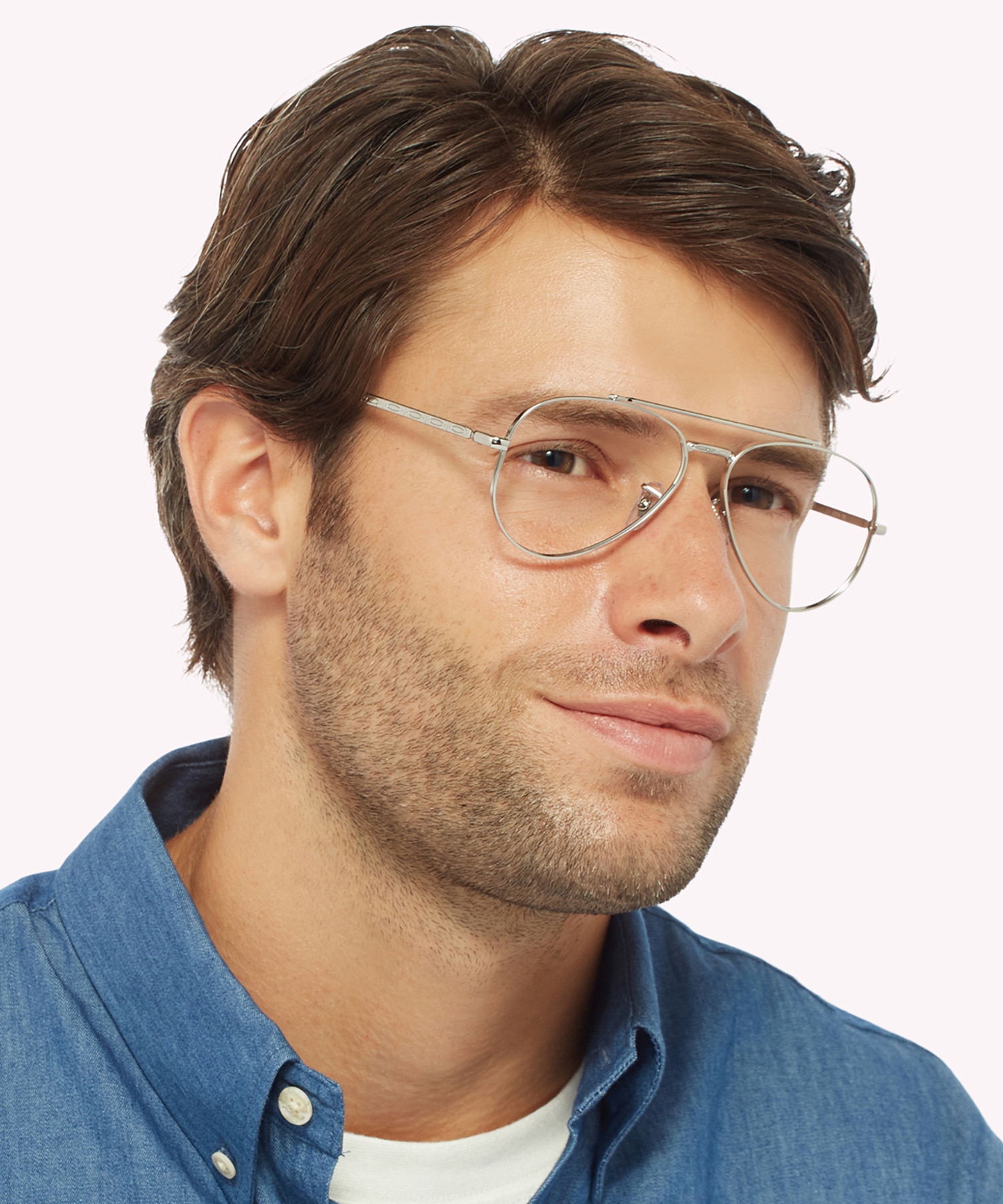 New Aviator Optics Silver MetalEyeglass Frames for Men for Glasses Direct