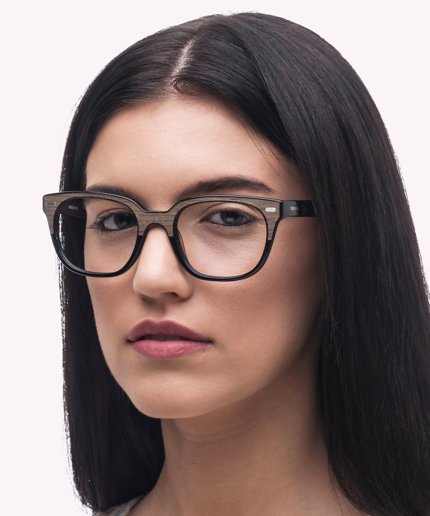 Hanwell Brown Wood Black AcetateEyeglass Frames for Women for Glasses Direct