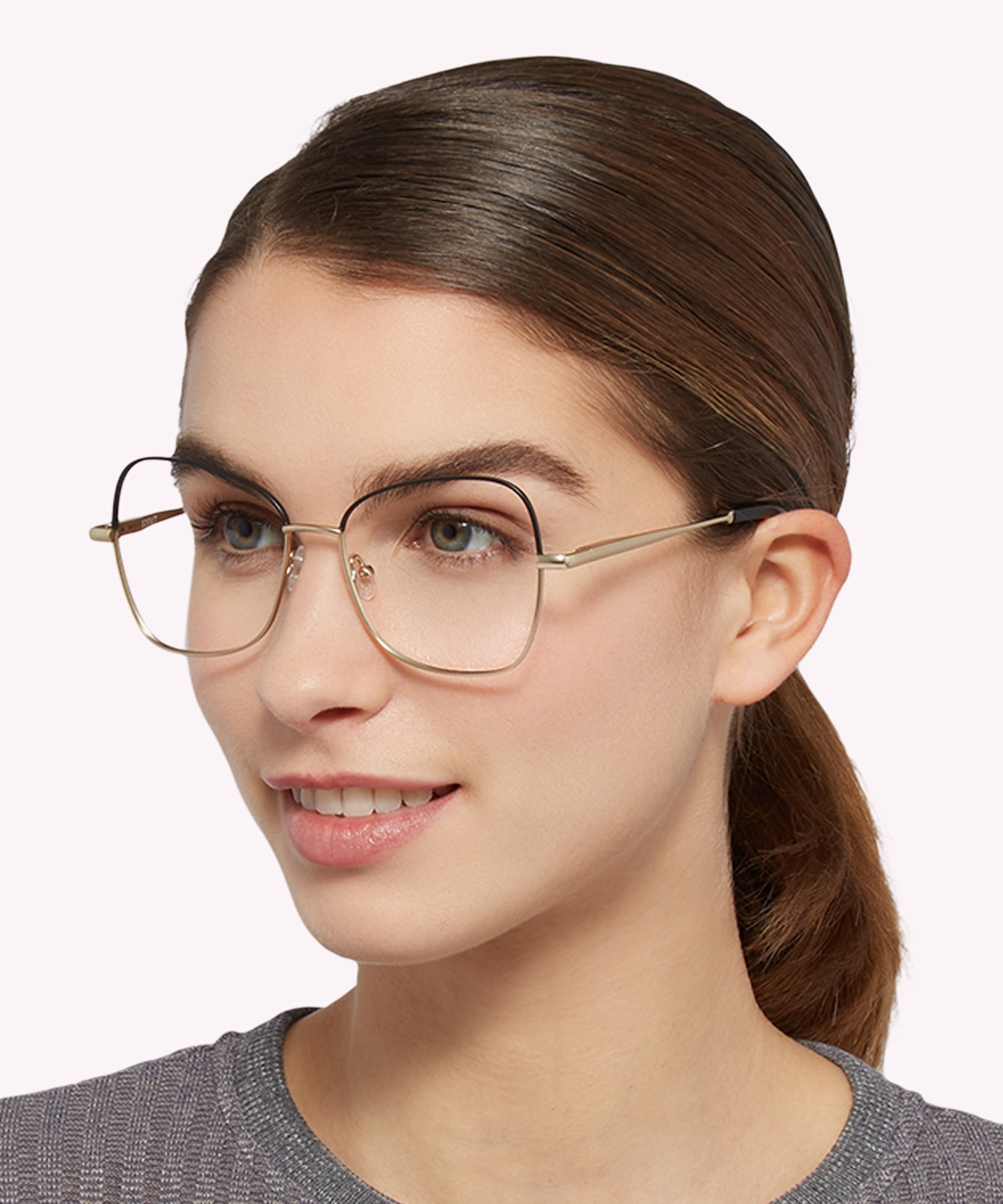 Geri Matte Gold & Black MetalEyeglass Frames for Women for Glasses Direct