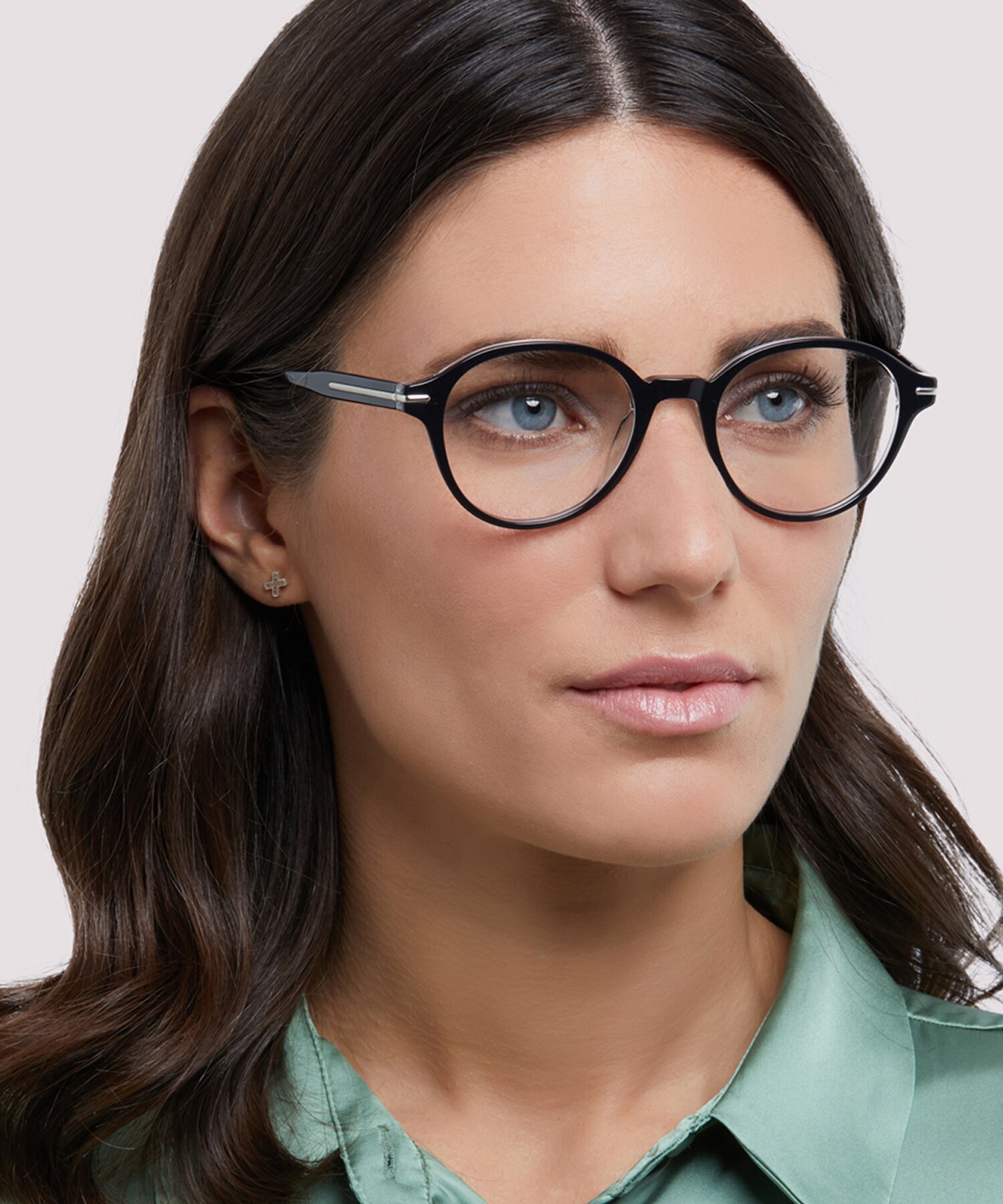 Canary Shiny Black Crystal AcetateEyeglass Frames for Women for Glasses Direct