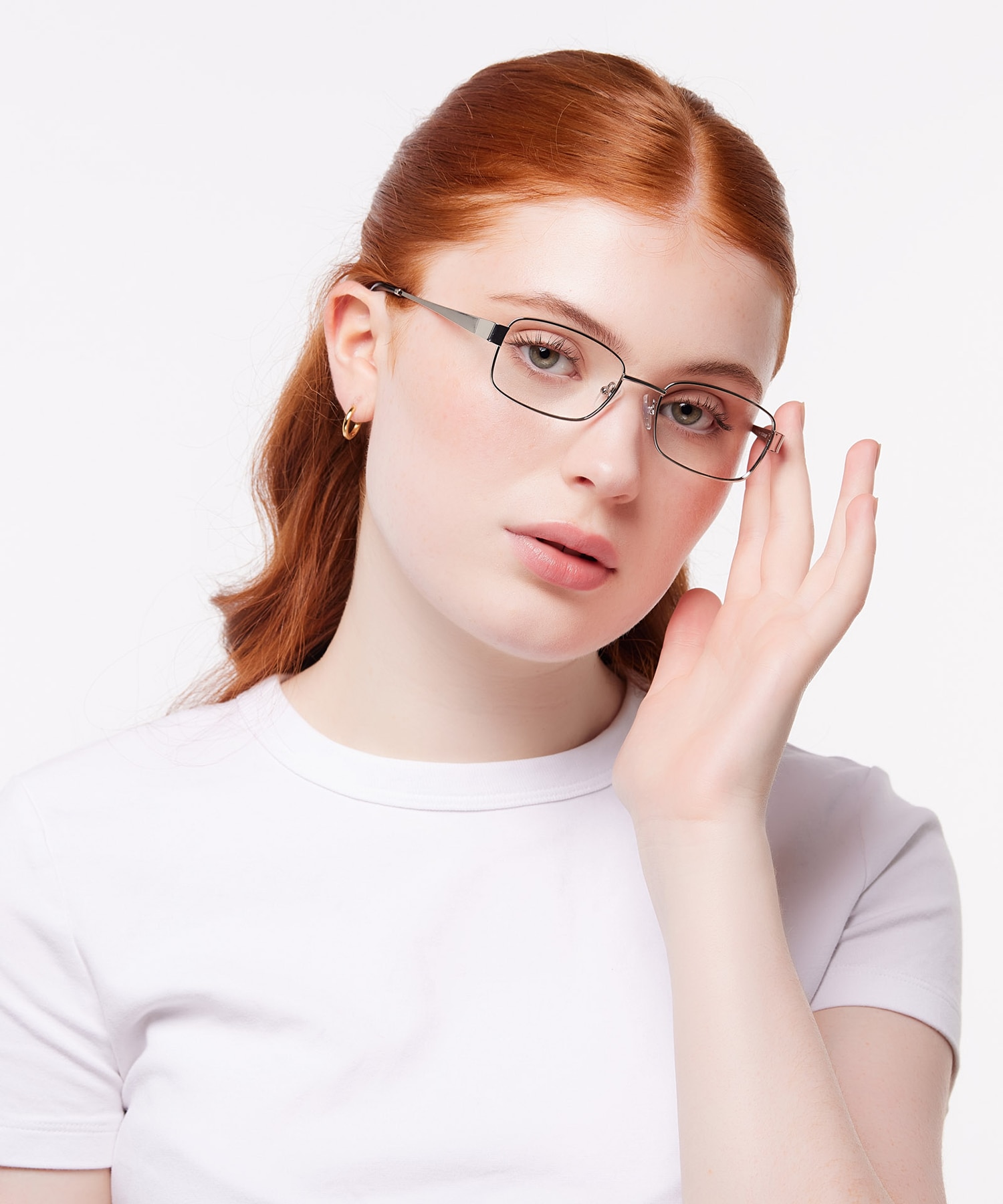 Karl Shiny Silver MetalEyeglass Frames for Women for Glasses Direct