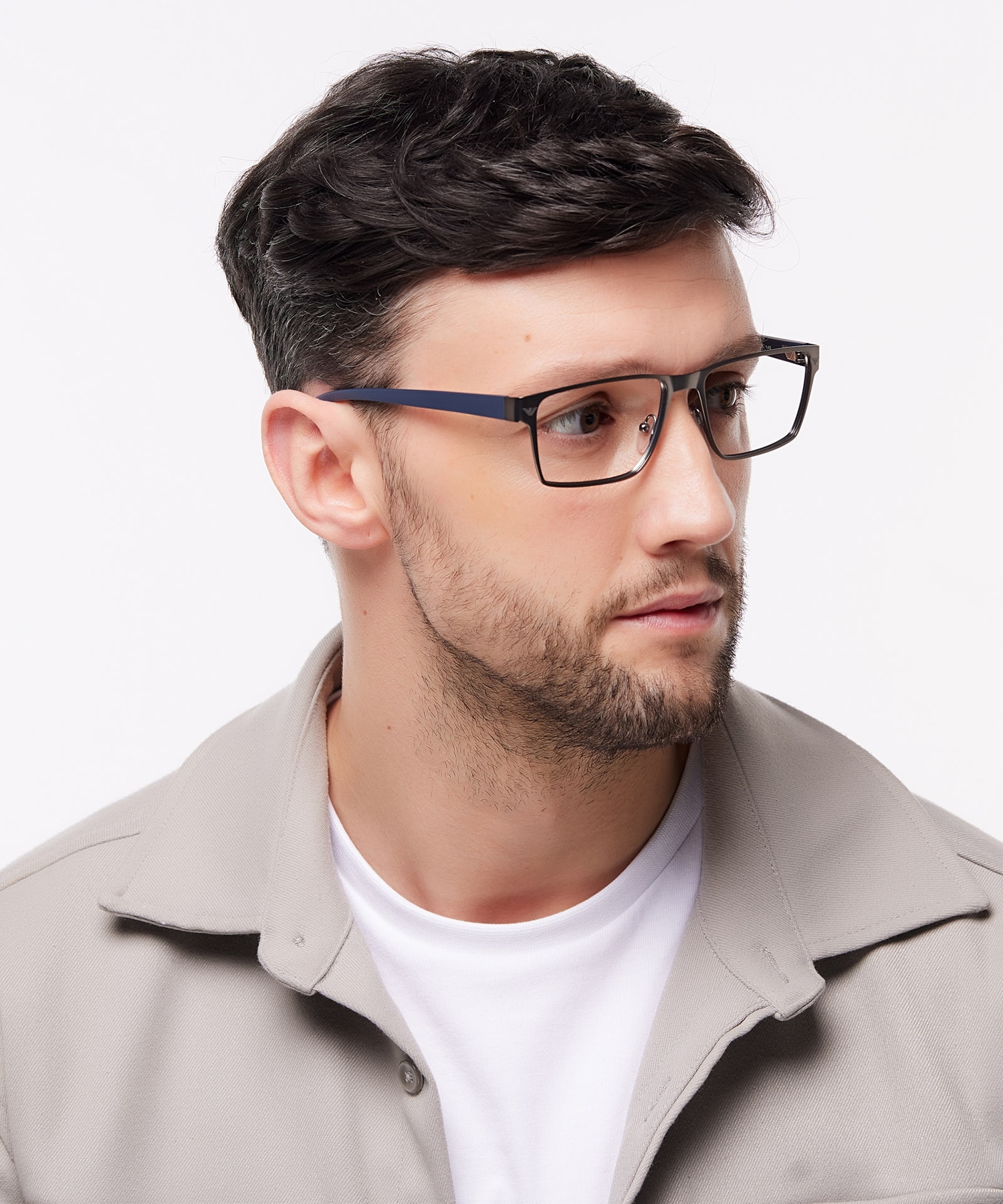 EA1157 Matte Gunmetal MetalEyeglass Frames for Men for Glasses Direct