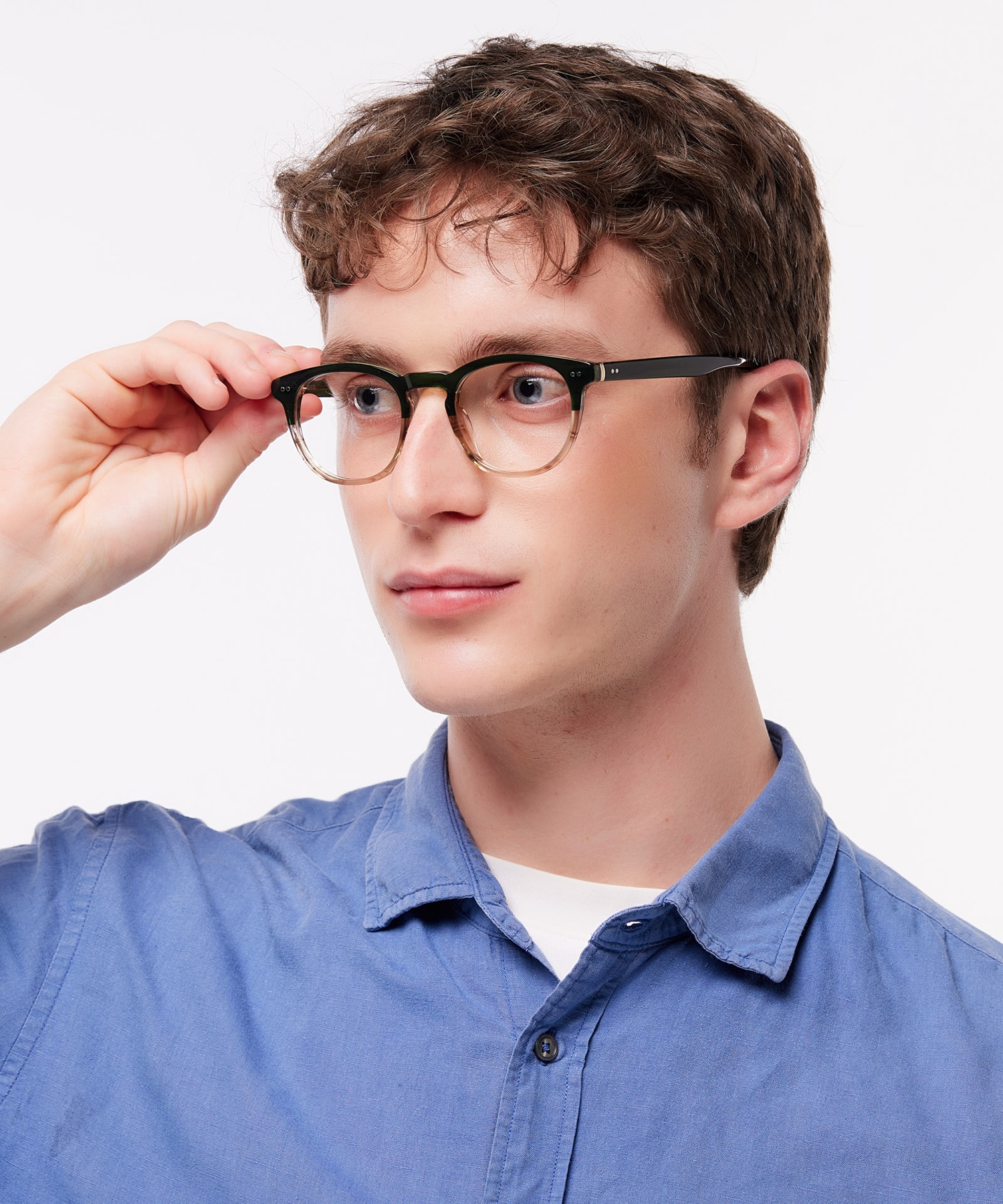 Reggie Green & Crystal AcetateEyeglass Frames for Men for Glasses Direct