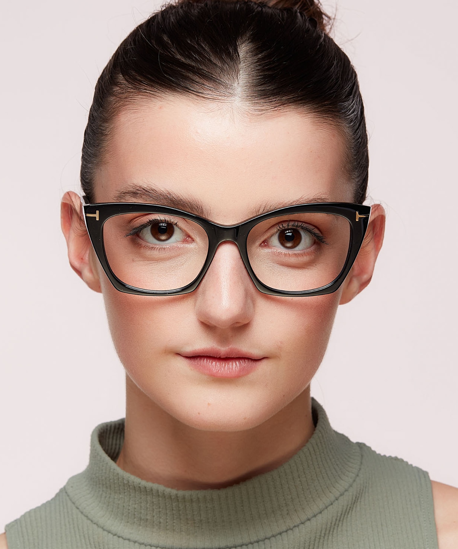 FT5709-B Black Shiny AcetateEyeglass Frames for Women for Glasses Direct