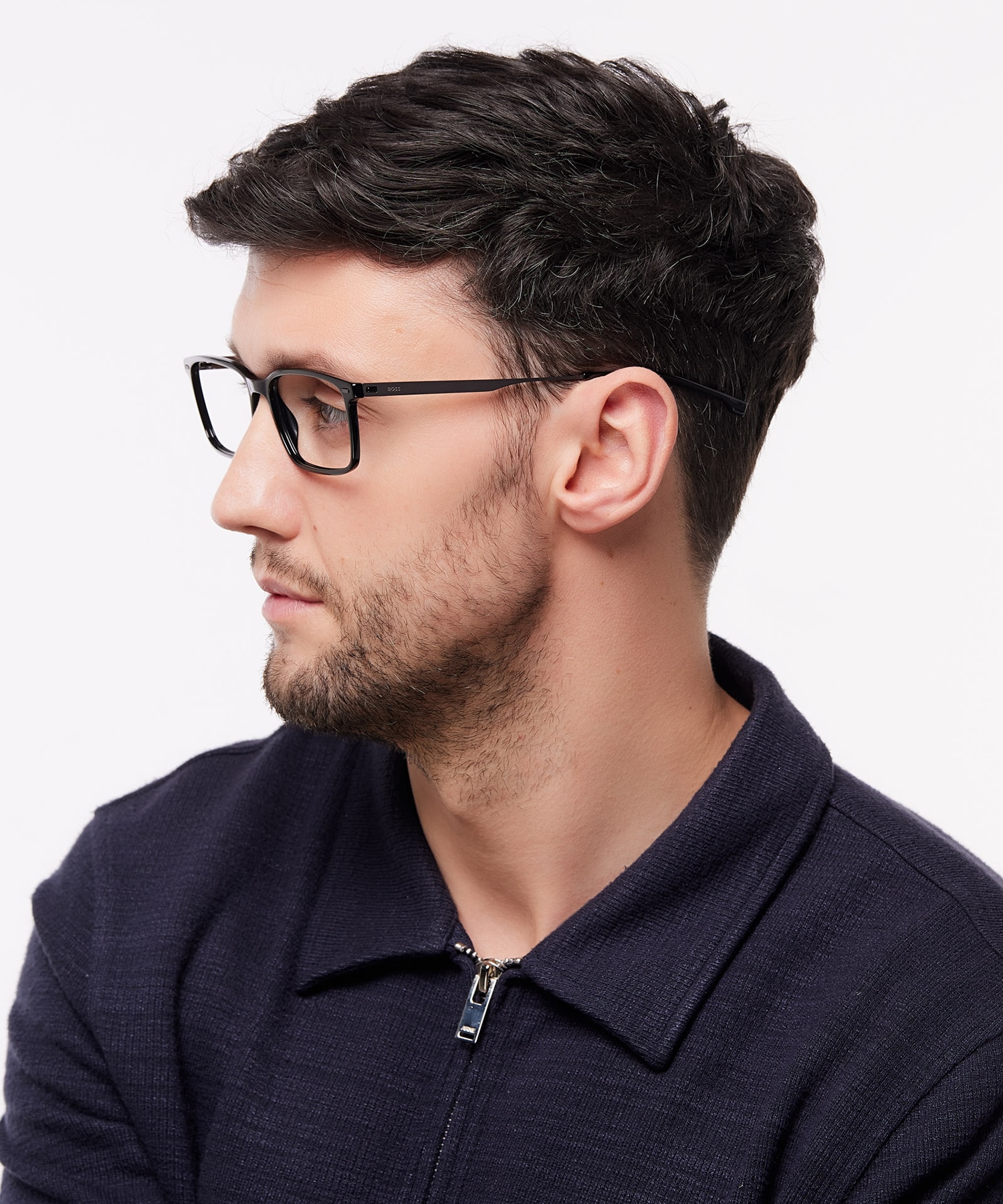 BOSS 1643 Black Silver AcetateEyeglass Frames for Men for Glasses Direct