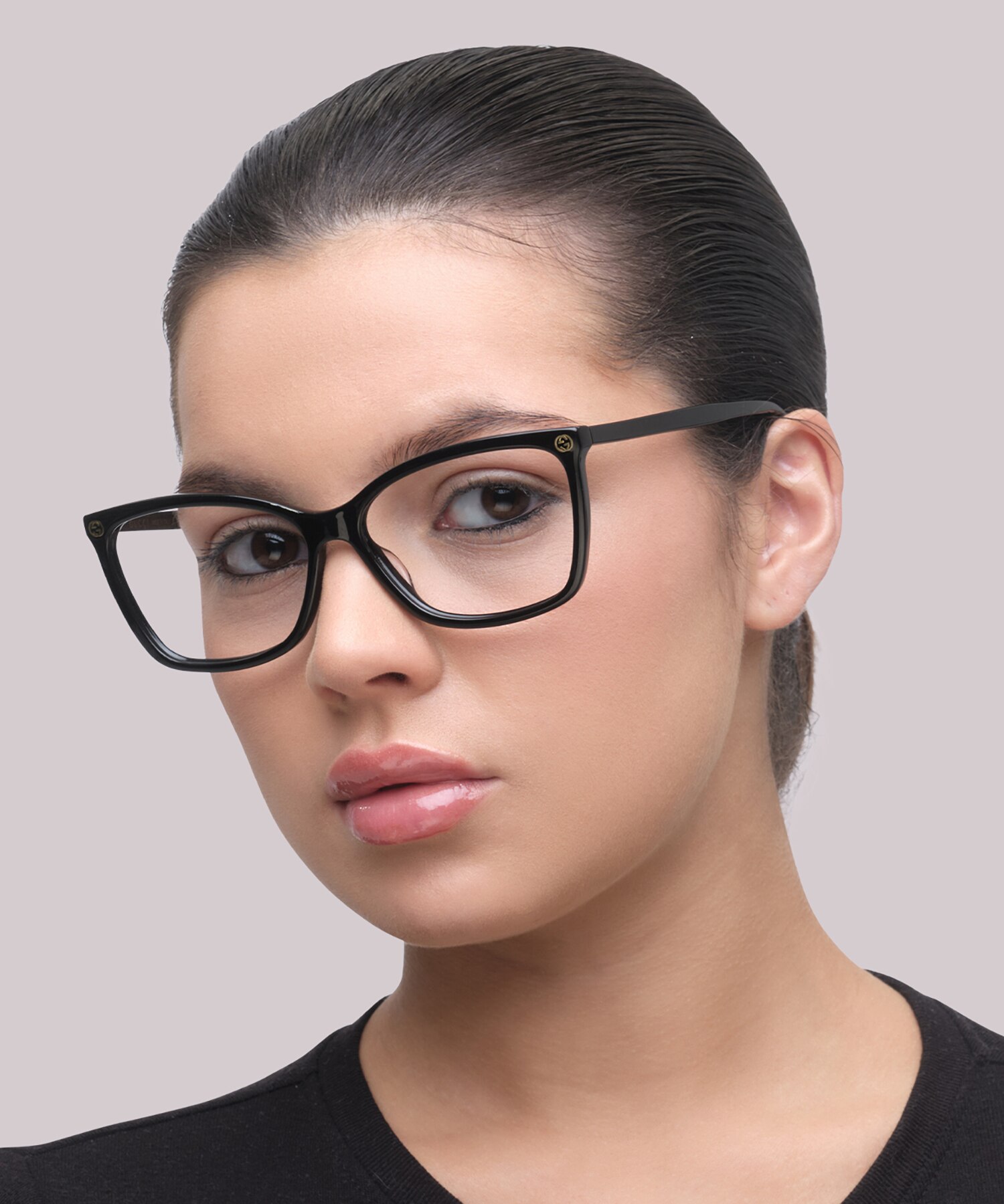 GG0025O Black Shiny AcetateEyeglass Frames for Women for Glasses Direct