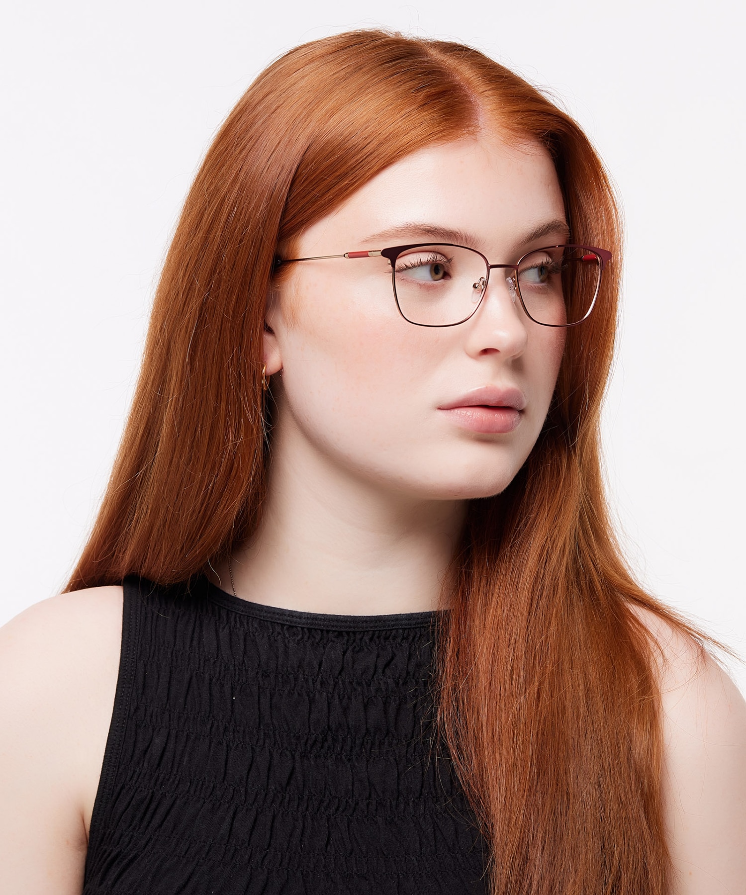 Kathleen Burgundy & Shiny Gold MetalEyeglass Frames for Women for Glasses Direct