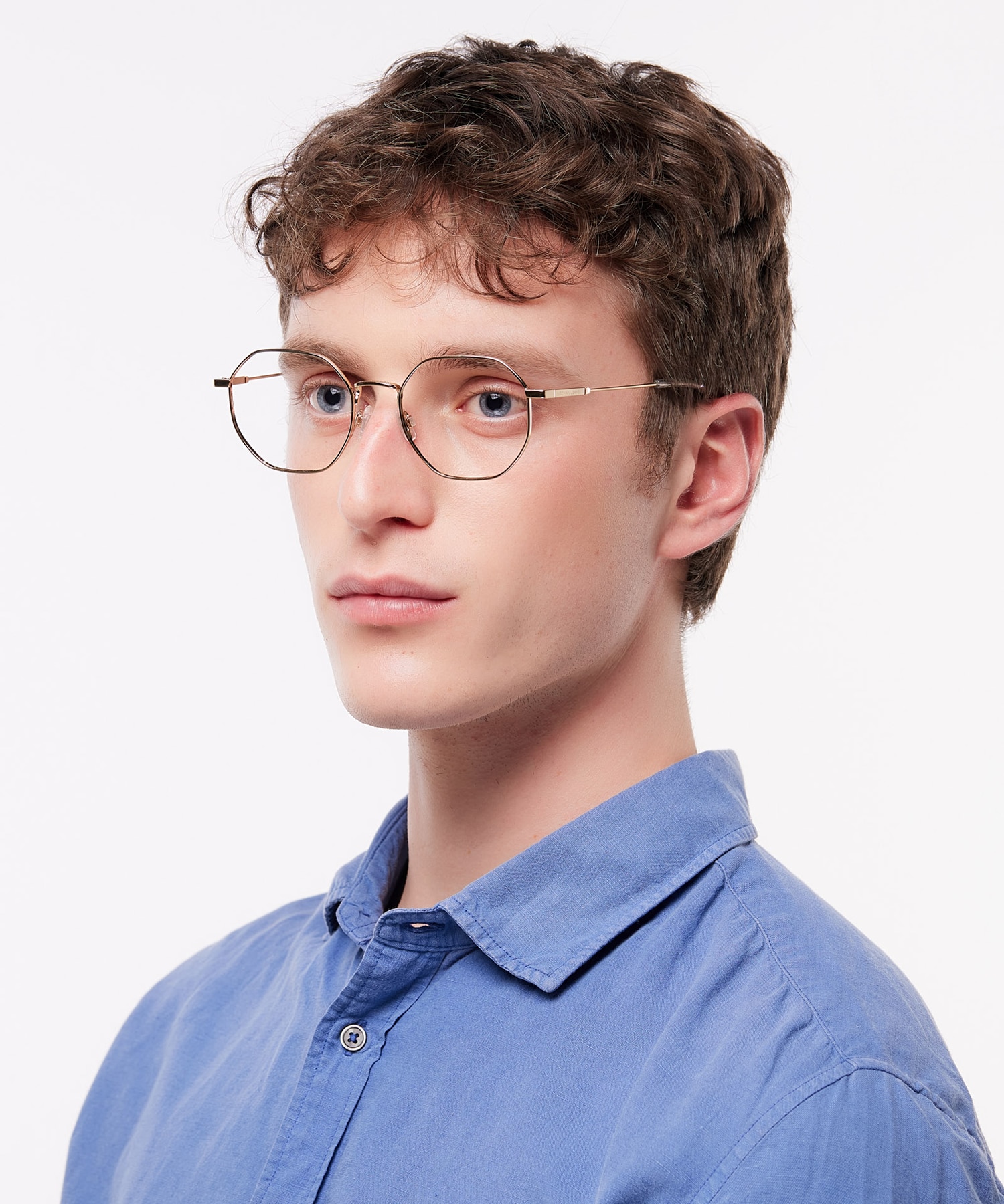 TJ 0096 Gold Shiny MetalSunglass Frames for Men for Glasses Direct