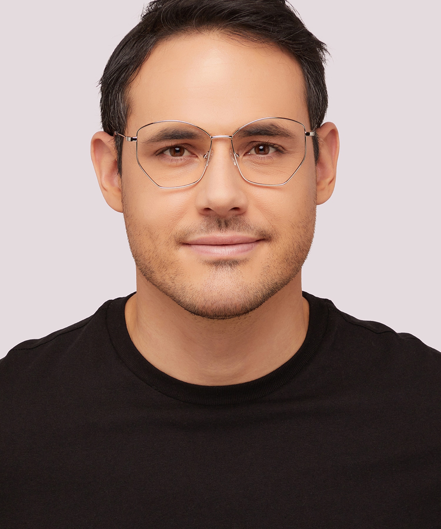 Eliza Shiny Silver MetalEyeglass Frames for Men for Glasses Direct
