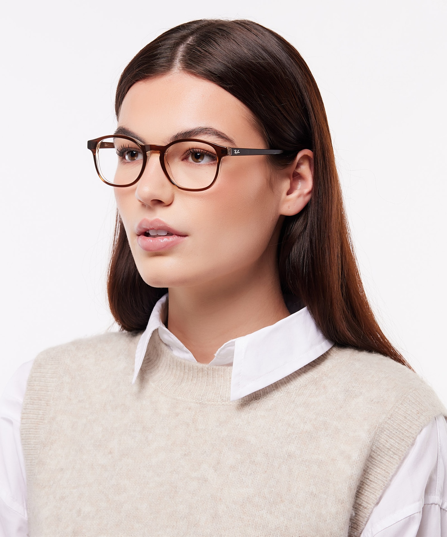 RB5417 Brown On Transparent Light Brown AcetateEyeglass Frames for Women for Glasses Direct