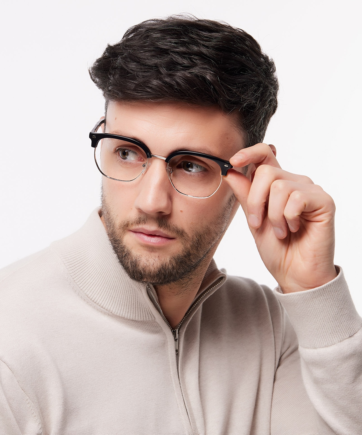 Keegan Black & Shiny Gold MetalEyeglass Frames for Men for Glasses Direct