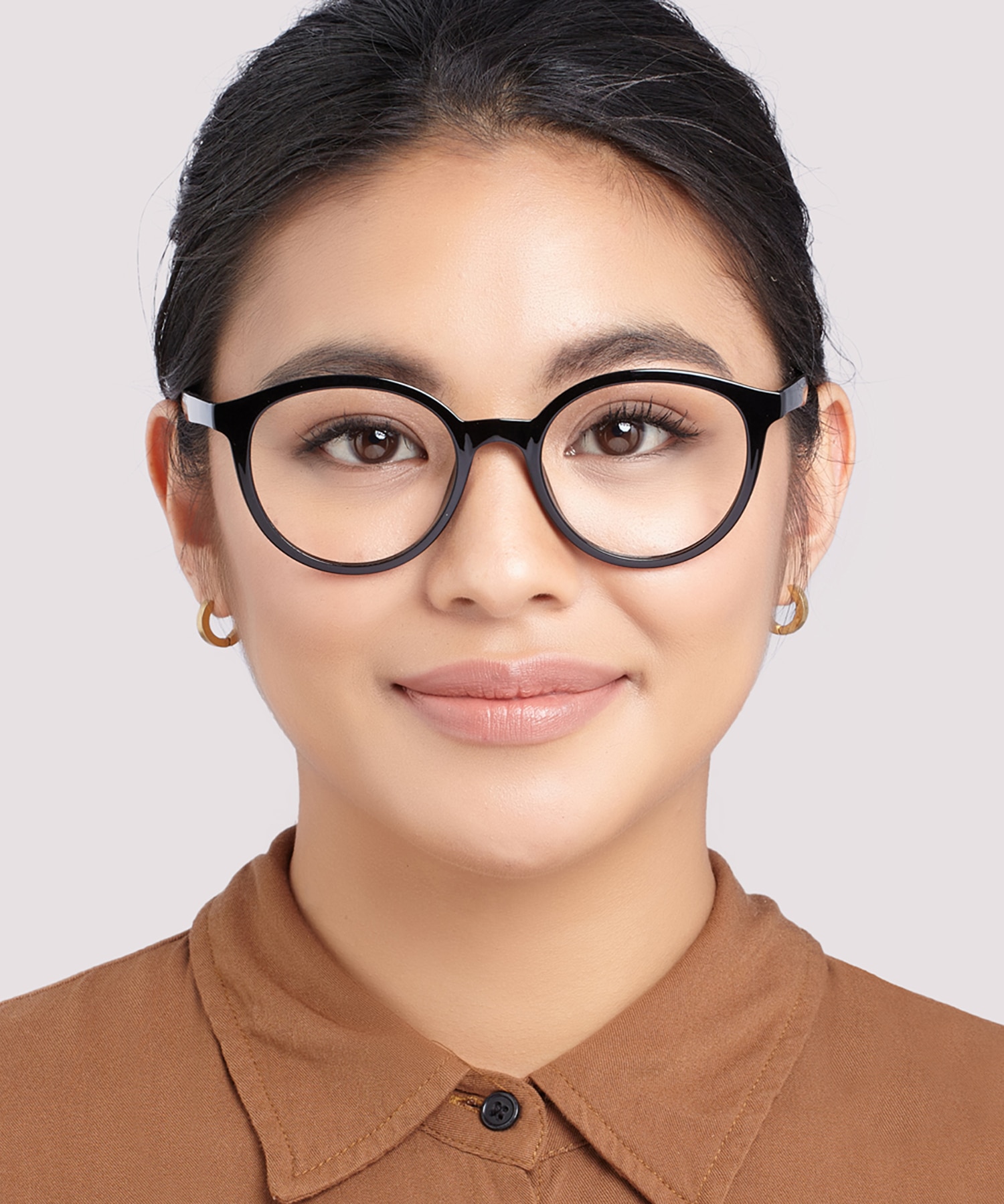Bevis Shiny Black PlasticEyeglass Frames for Women for Glasses Direct