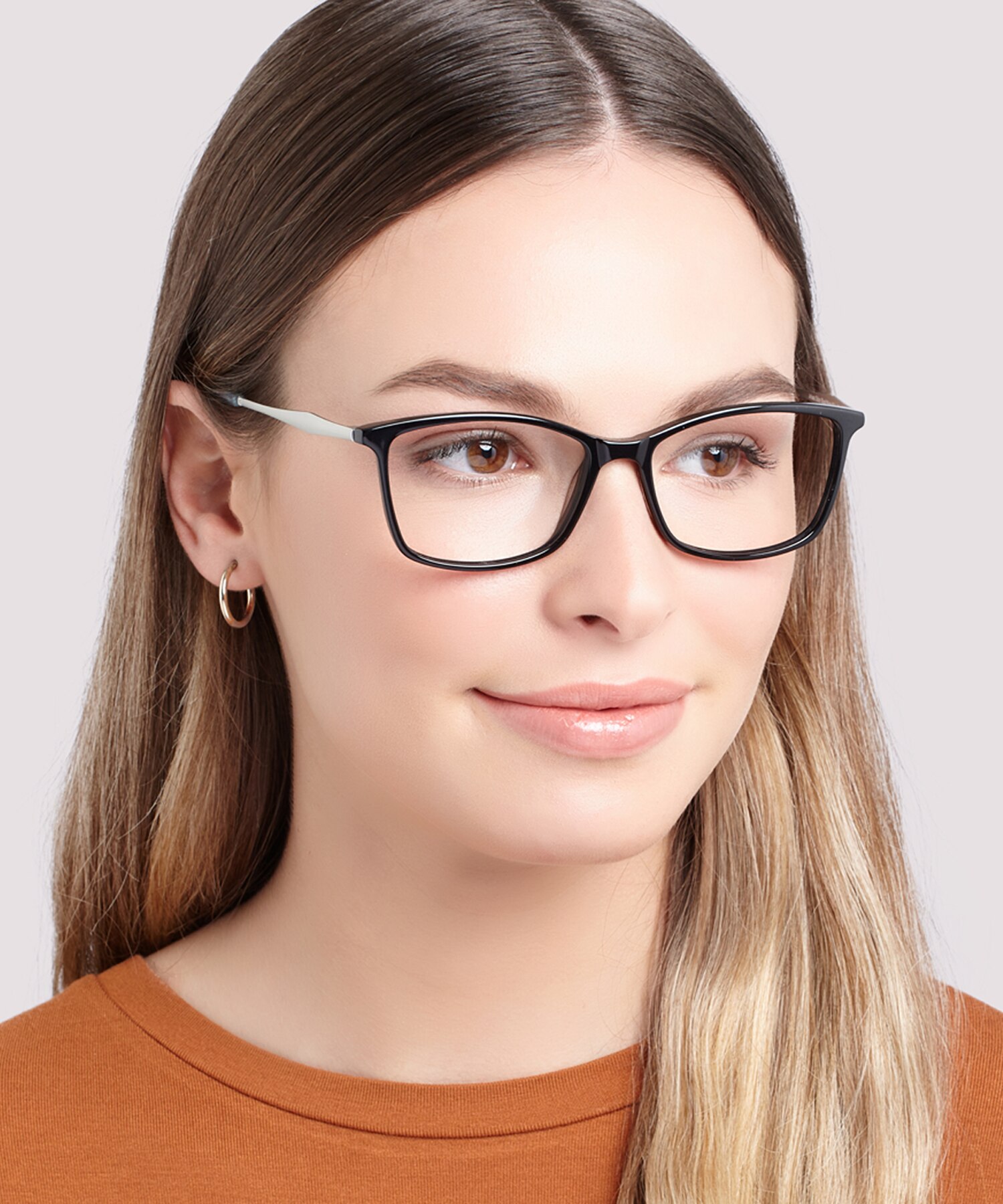 Aviana Shiny Black & Matte Silver AcetateEyeglass Frames for Women for Glasses Direct
