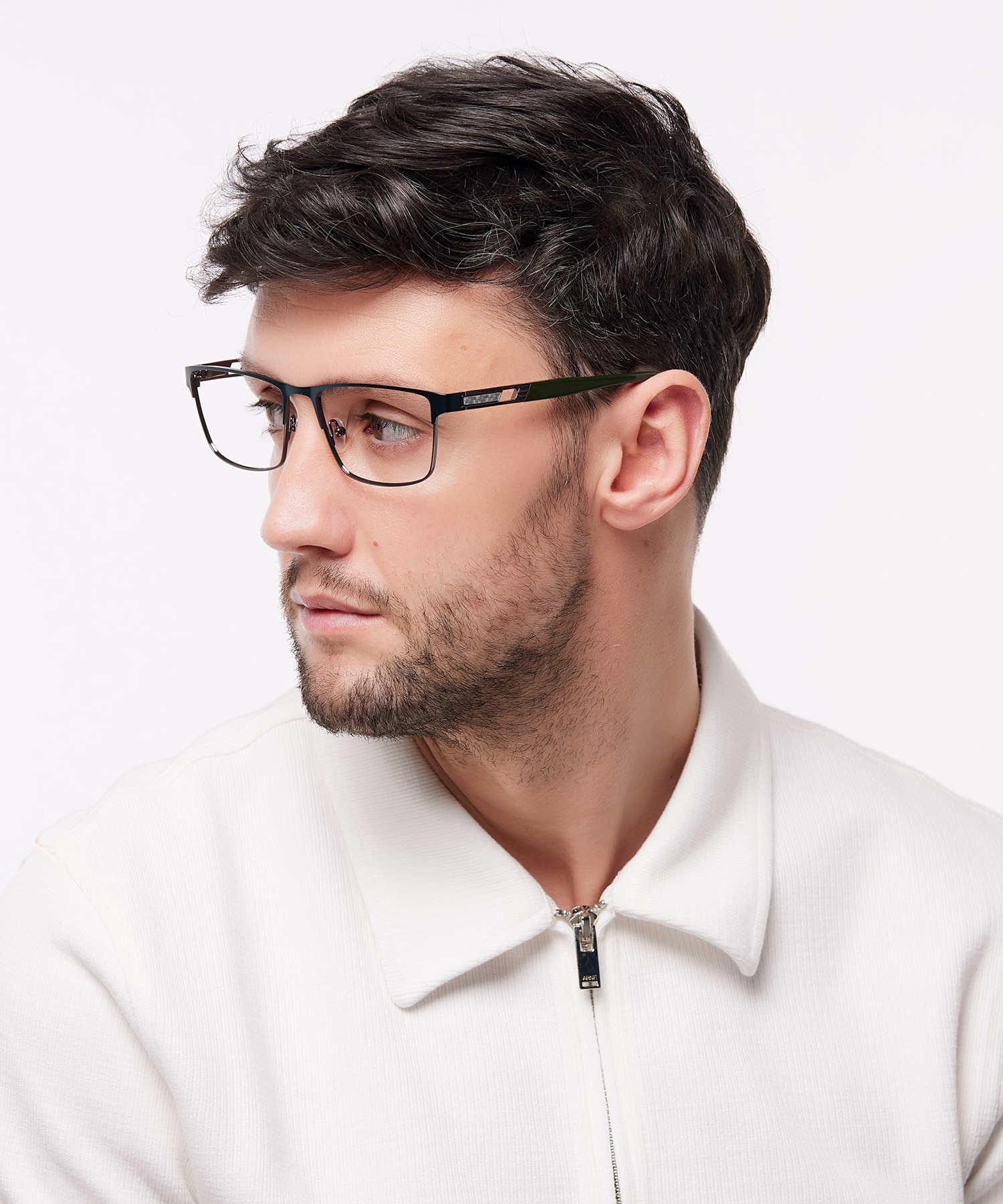 Ken Matte Green & Shiny Silver MetalEyeglass Frames for Men for Glasses Direct